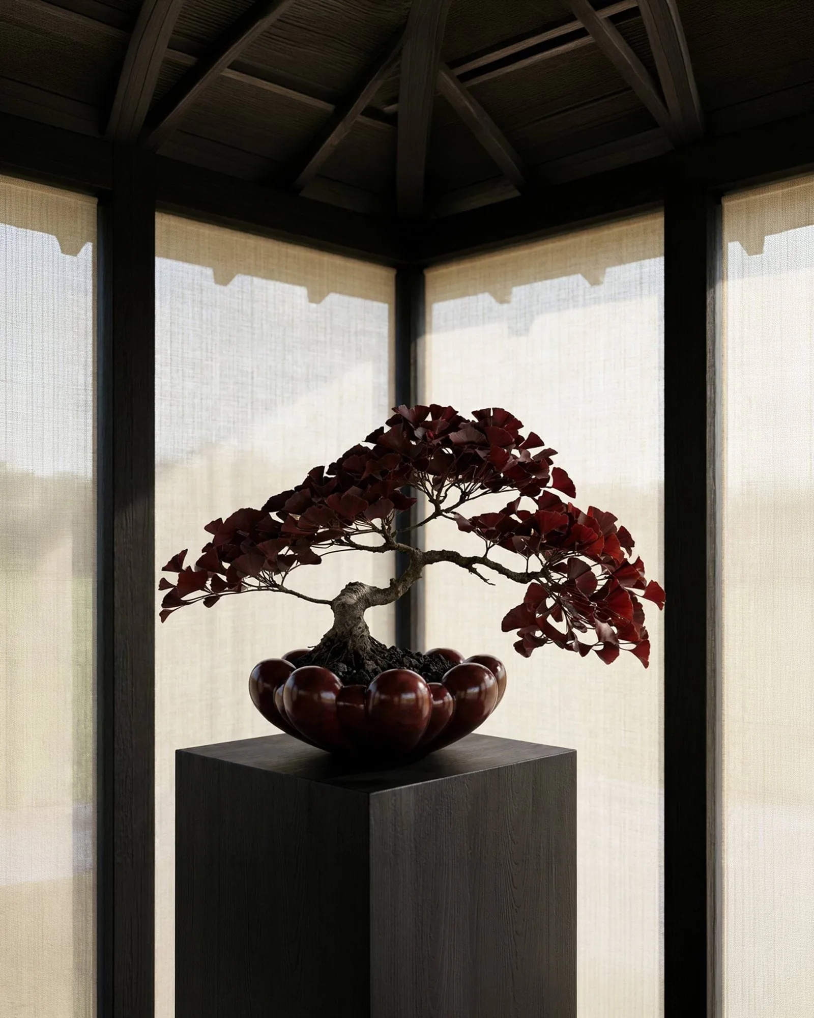 Bloom tray bowl large, Maroon 101 Copenhagen
