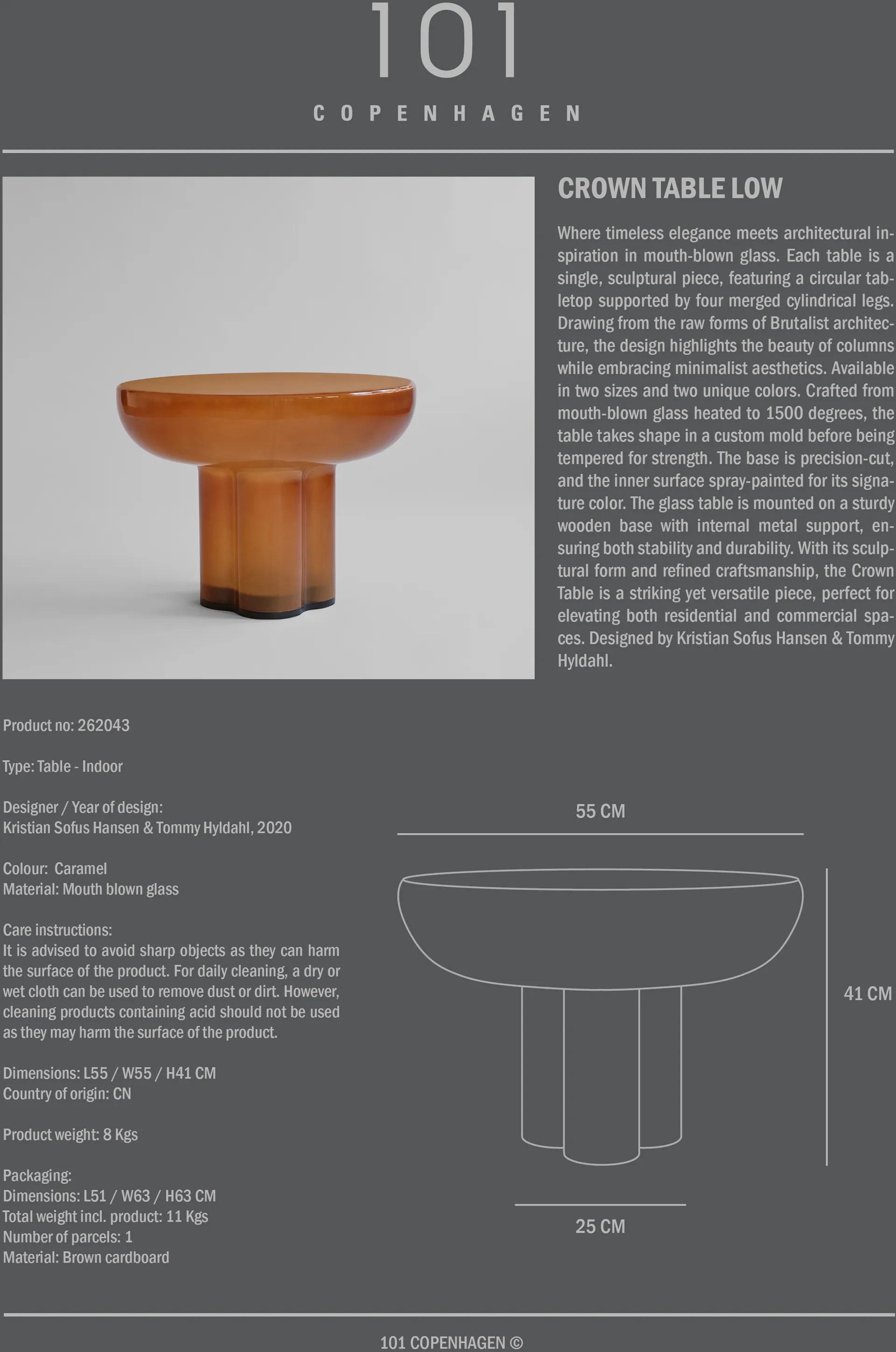 Crown side table low Ø65 cm, Caramel 101 Copenhagen