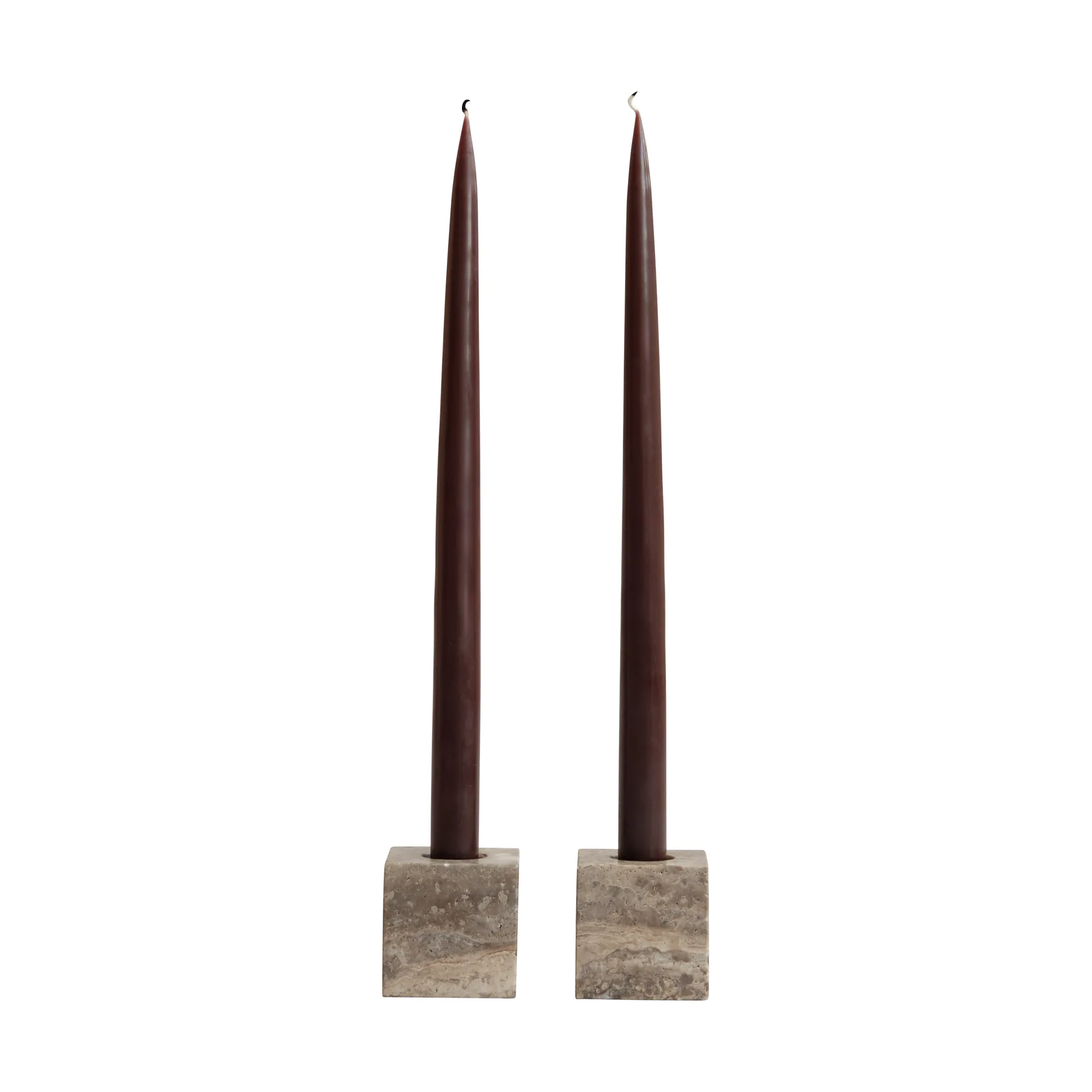 Cube candle holder 2-pack, Silver Travertine 101 Copenhagen