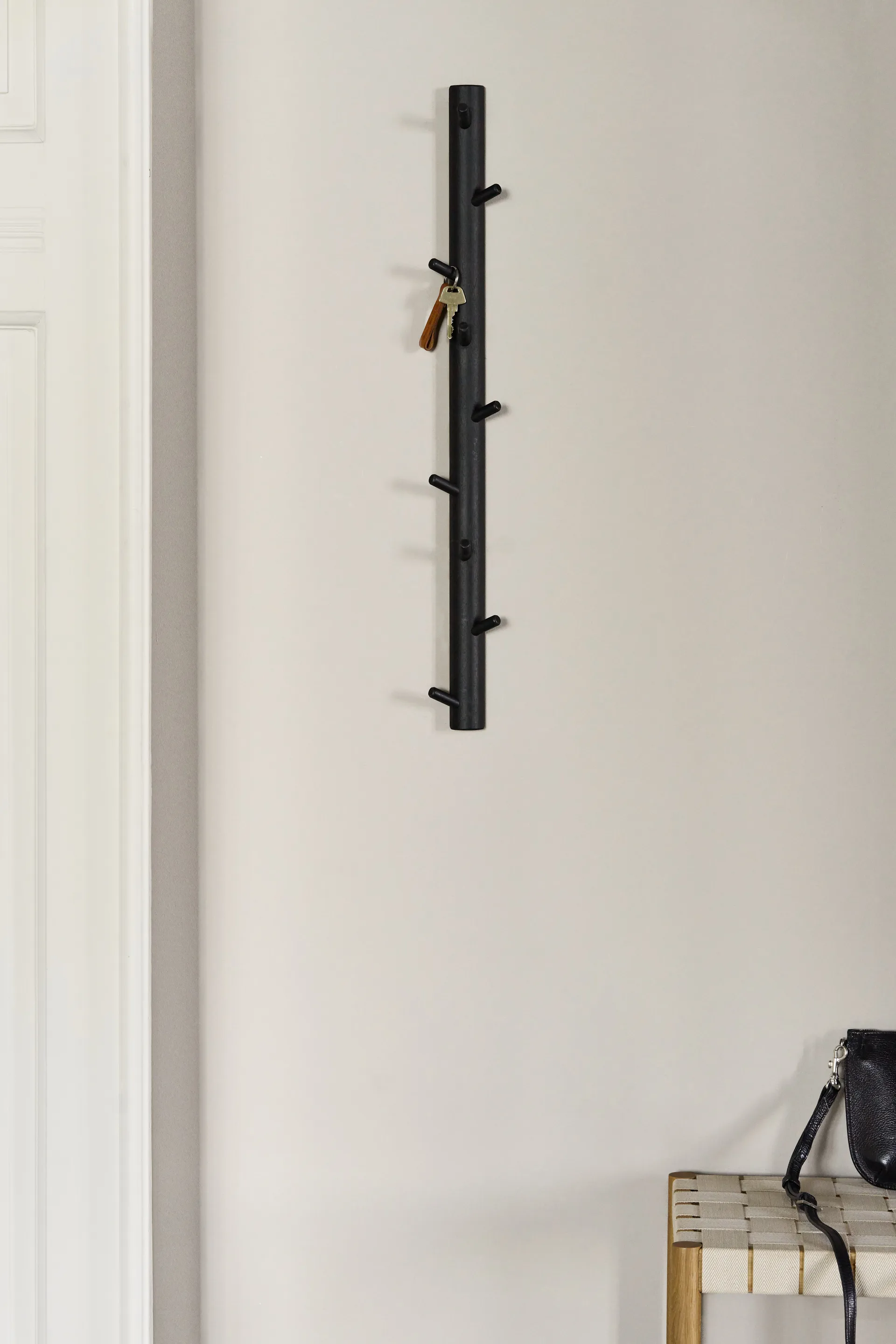 Allsarp vertical coat rack, 9 hooks, Black painted birch 1898