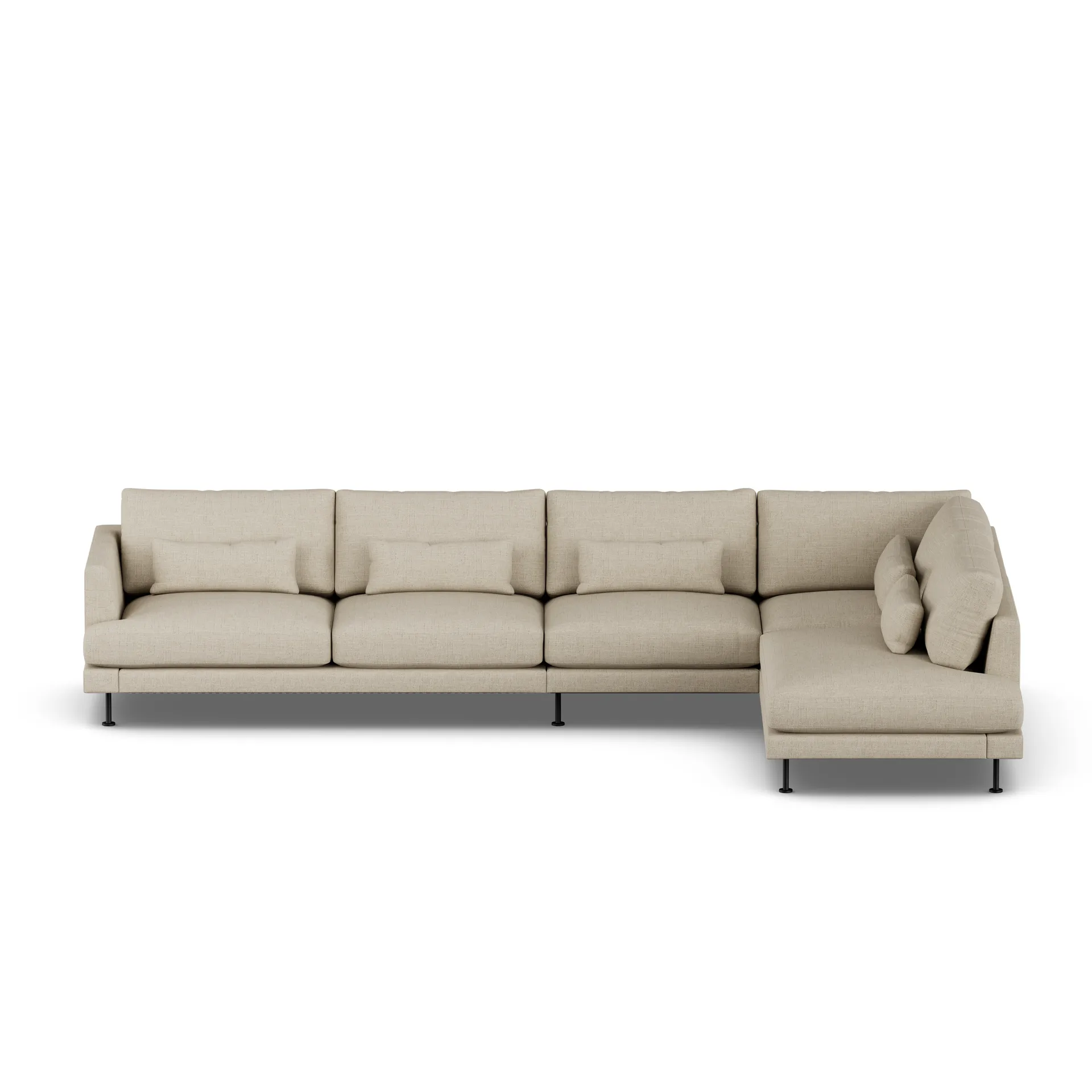 Bredhult sofa, Bern Beige 0341-black steel, 4-seater B1 1898