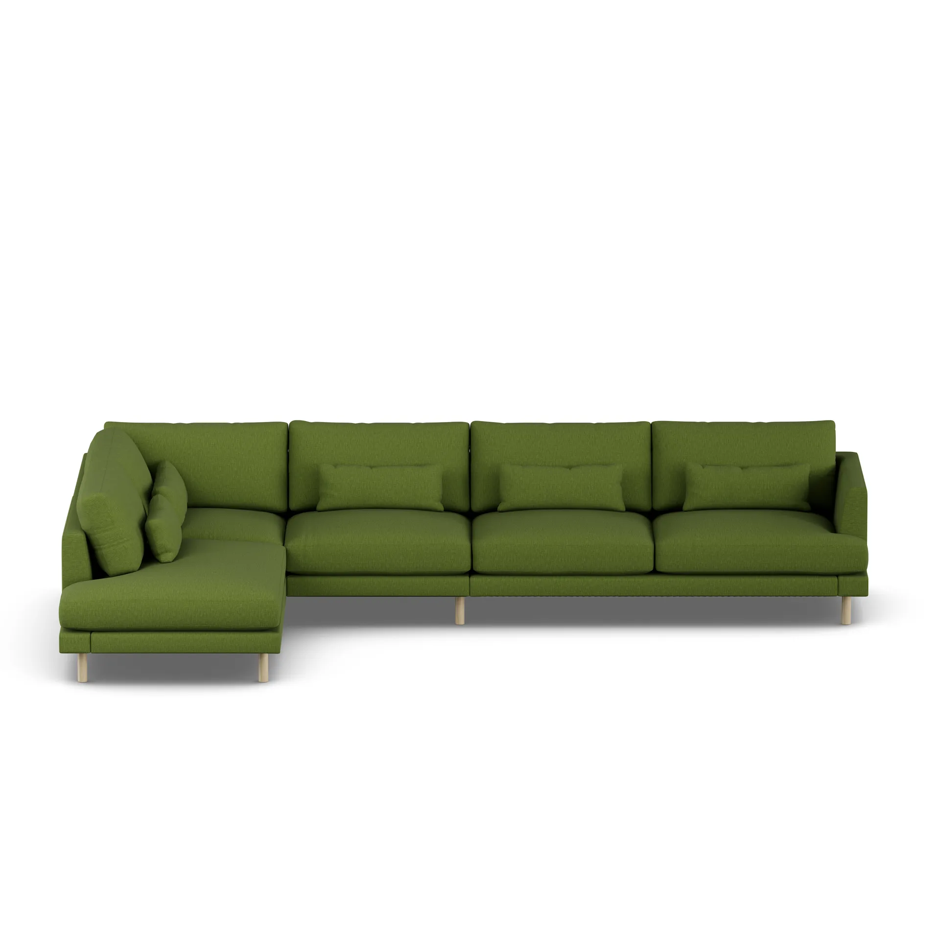 Bredhult sofa, Luiza Green 3975-white-oiled oak, 4-seater B2 1898