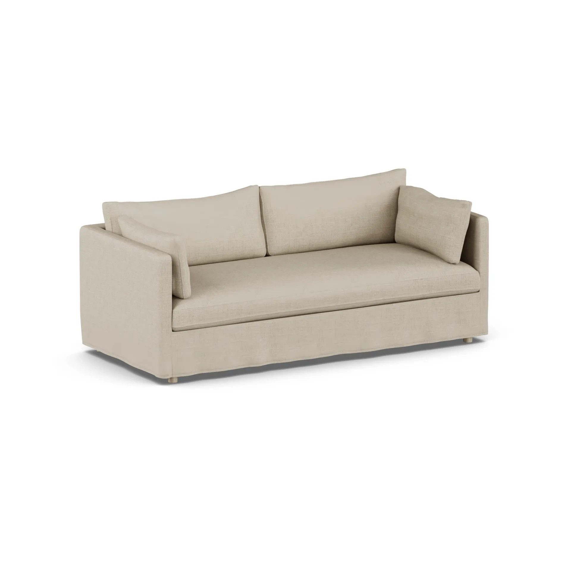 Linnevik sofa, Bern Beige 0341-white-oiled oak, 3-seater, with skirt 1898