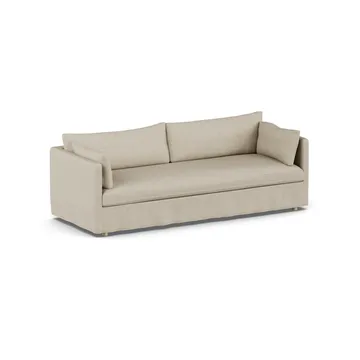 Linnevik sofa - Bern beige 0341-white-oiled oak, 4-seater, with skirt - 1898