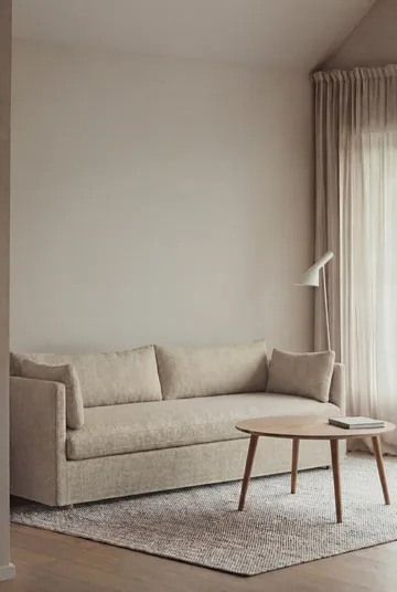 Linnevik sofa - Bern beige 0341-white-oiled oak, 4-seater, with skirt - 1898