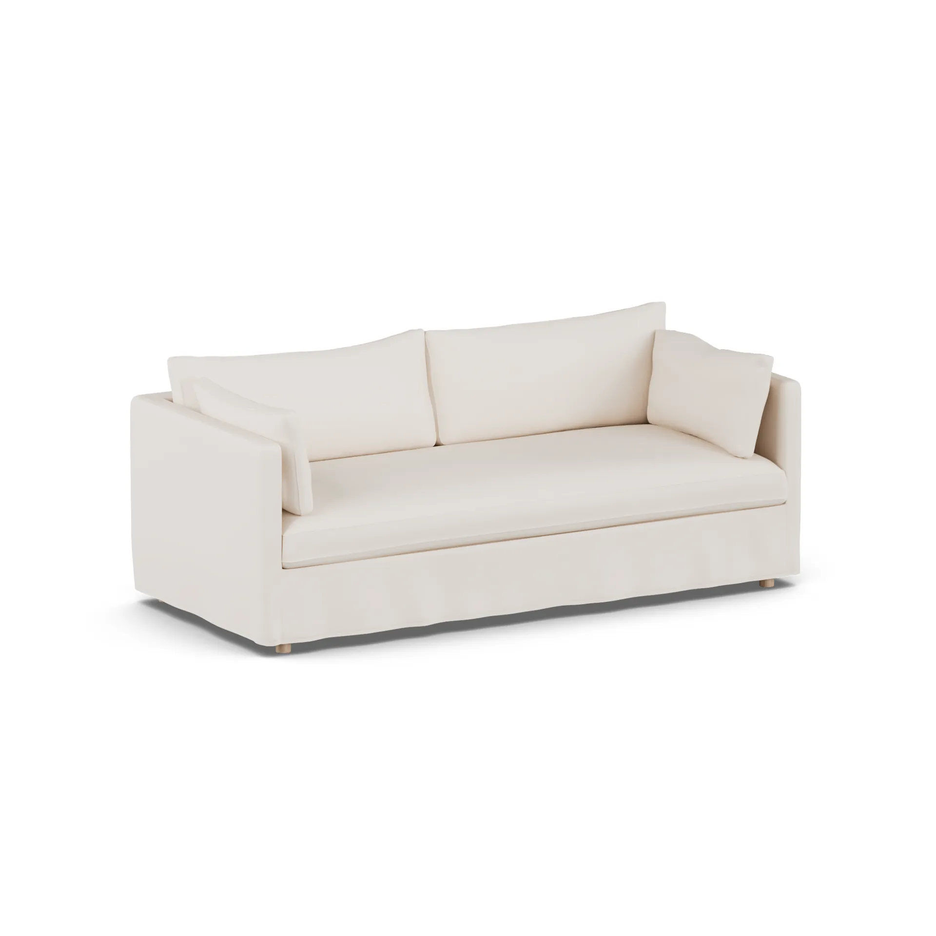 Linnevik sofa, Caleido beige 9600-white-oiled oak, 3-seater, with skirt 1898