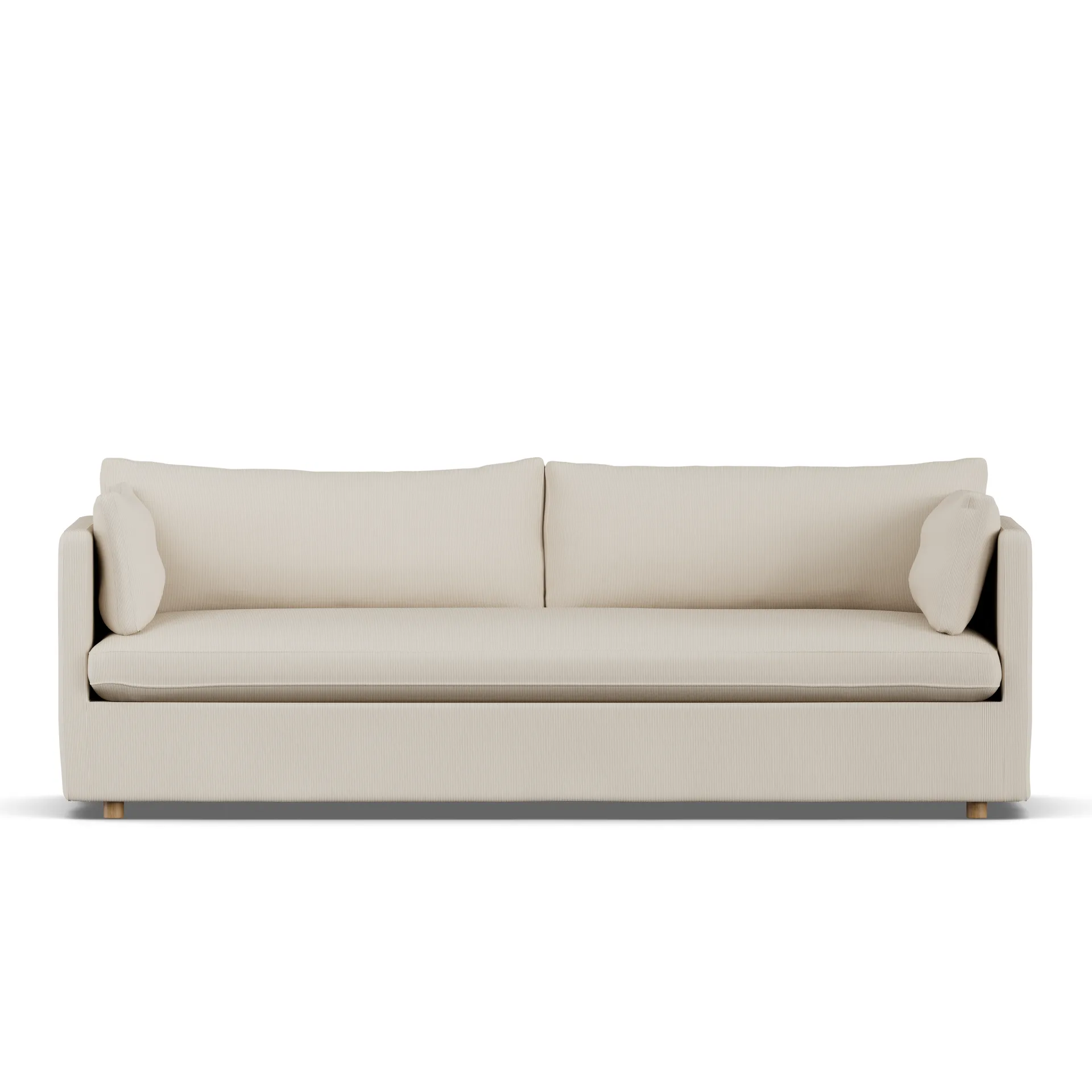 Linnevik sofa, Jump Beige 1956-white-oiled oak, 4-seater, with skirt 1898