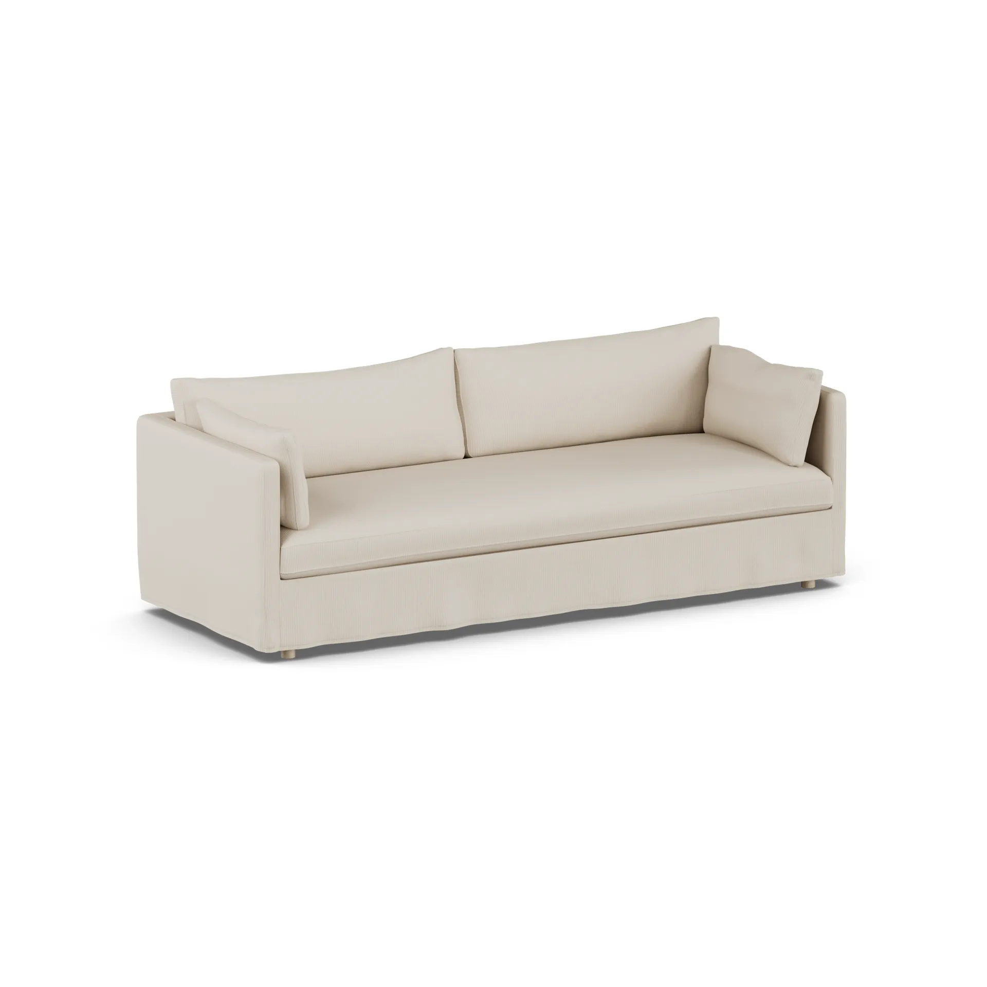 Linnevik sofa, Jump Beige 1956-white-oiled oak, 4-seater, with skirt 1898