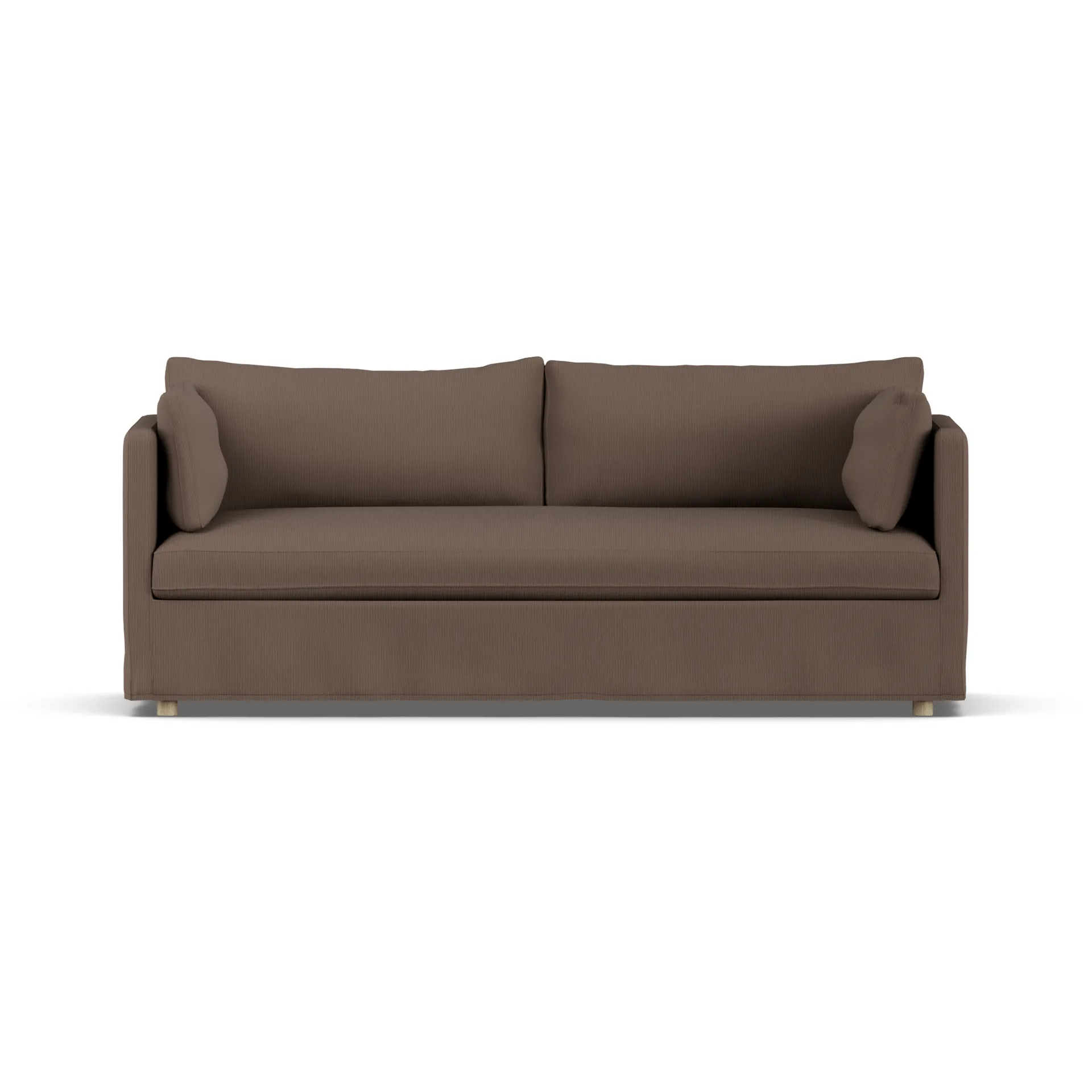 Linnevik sofa, Jump brown 1955-white-oiled oak, 3-seater, with skirt 1898