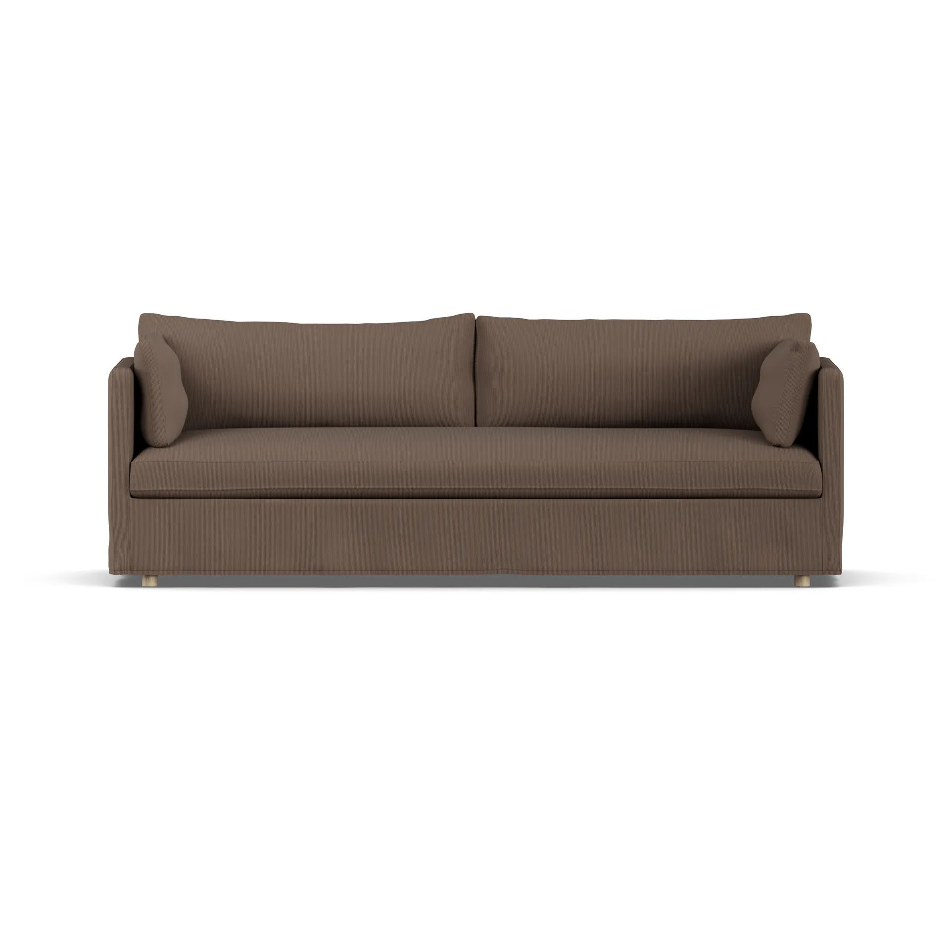 Linnevik sofa, Jump brown 1955-white-oiled oak, 4-seater, with skirt 1898