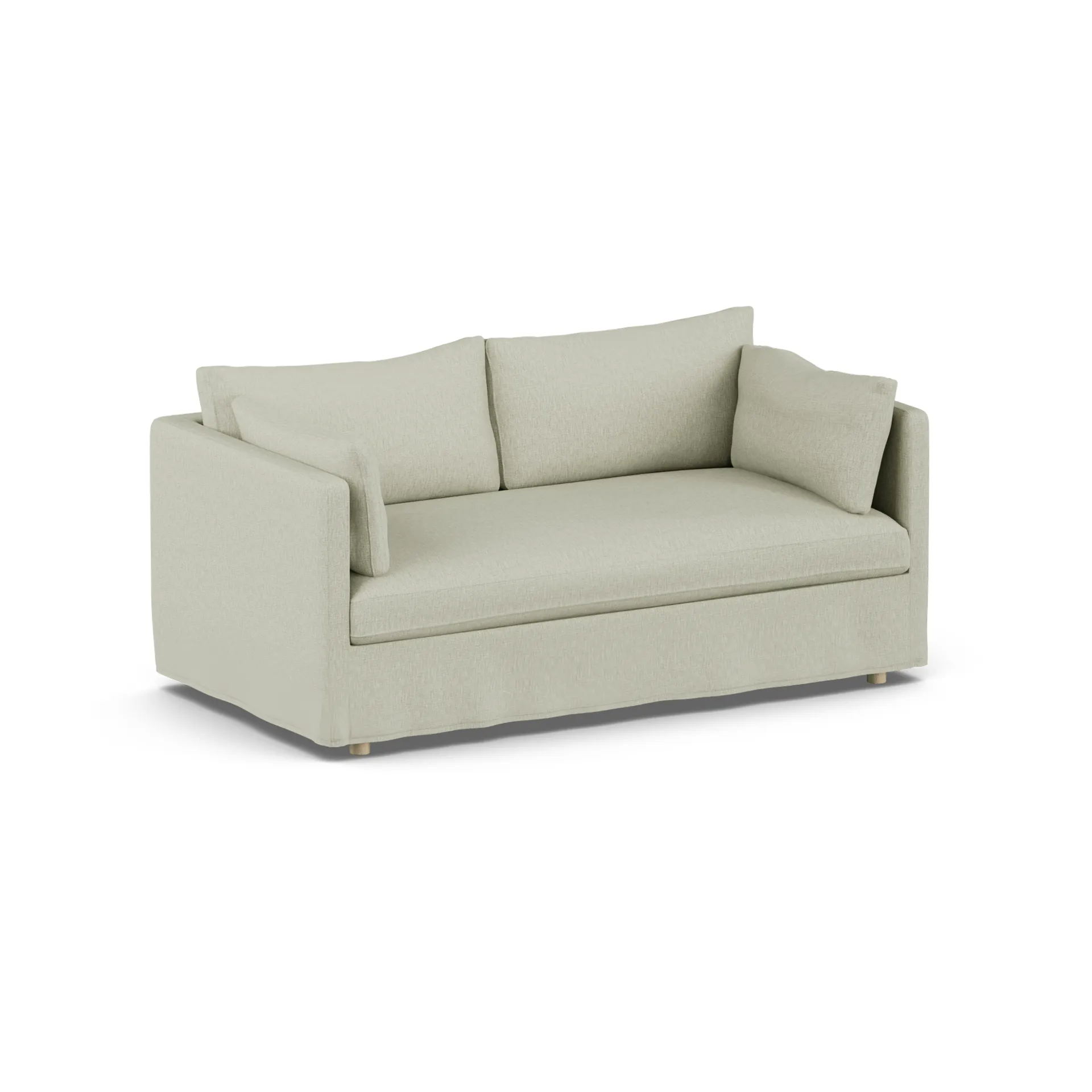 Linnevik sofa, Luiza Beige 3981-white-oiled oak, 2-seater, with skirt 1898