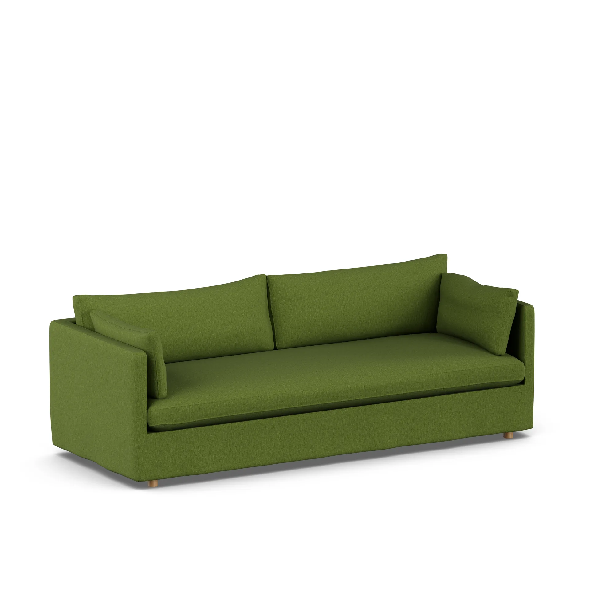 Linnevik sofa, Luiza Green 3975-white-oiled oak, 4-seater, with skirt 1898