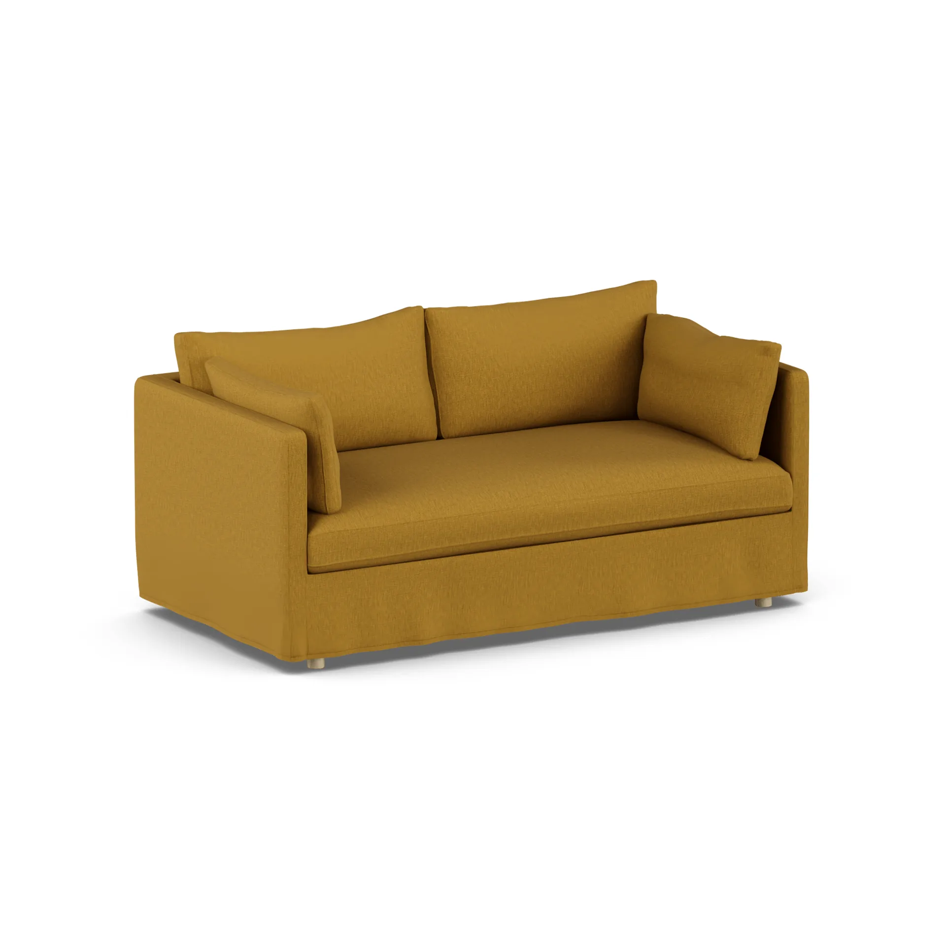 Linnevik sofa, Luiza Mustard 3972-white-oiled oak, 2-seater, with skirt 1898