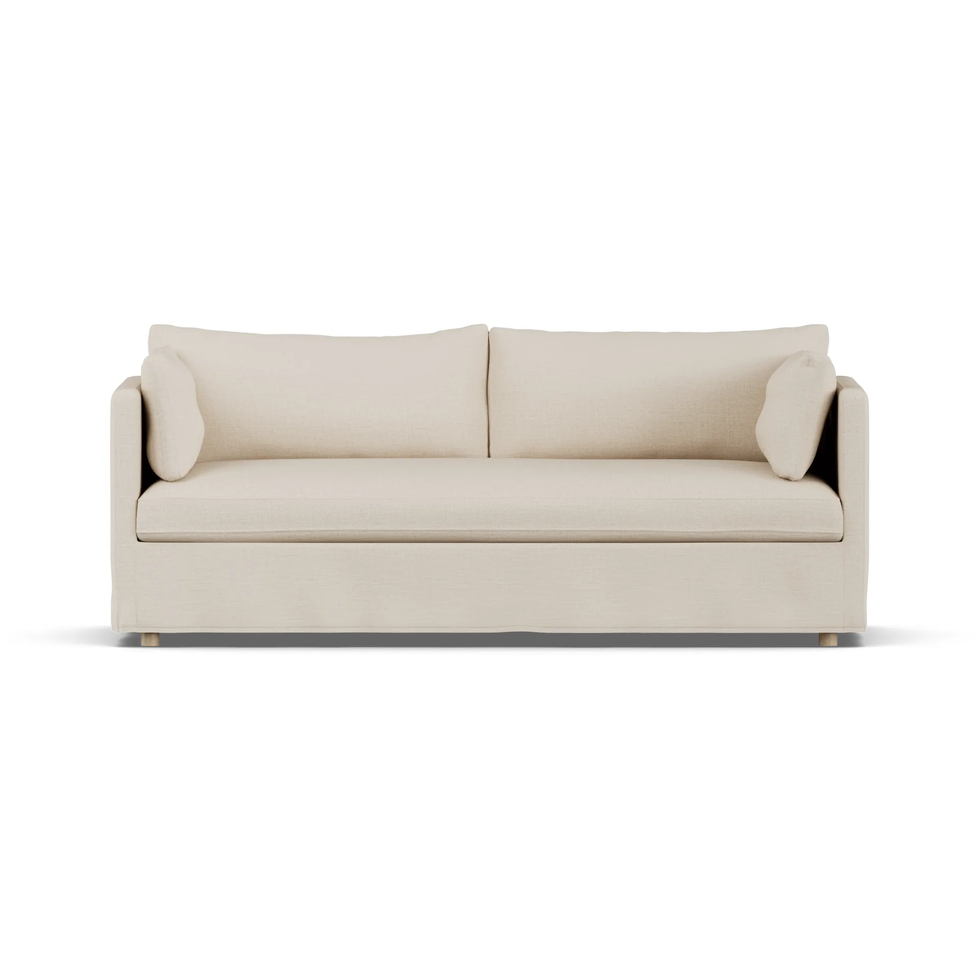 Linnevik sofa, Same Beige 6670-white-oiled oak, 3-seater, with skirt 1898