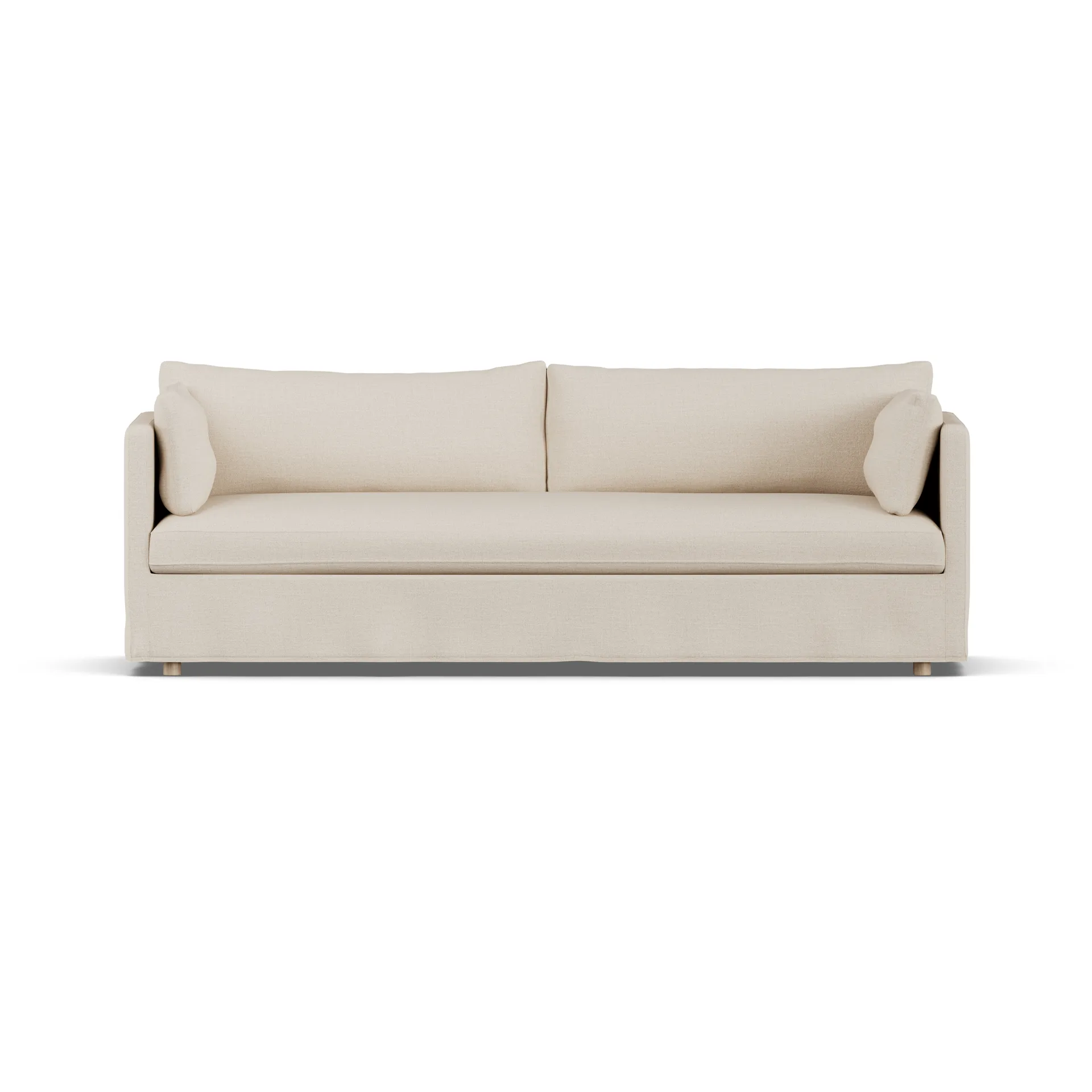 Linnevik sofa, Same Beige 6670-white-oiled oak, 4-seater, with skirt 1898