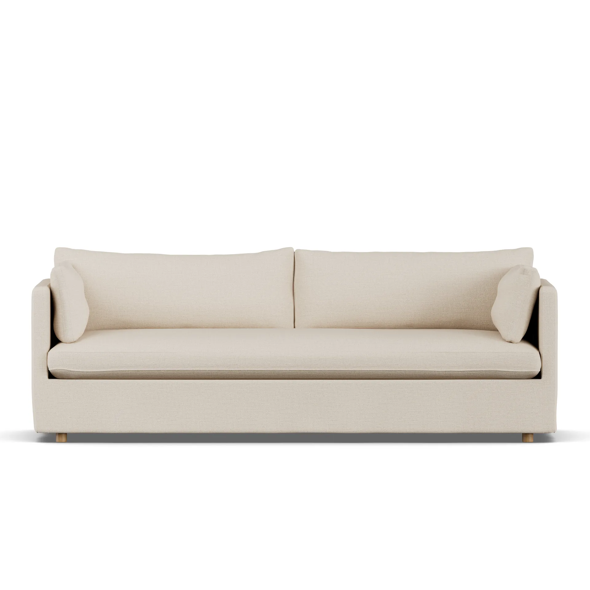 Linnevik sofa, Same Beige 6670-white-oiled oak, 4-seater, with skirt 1898