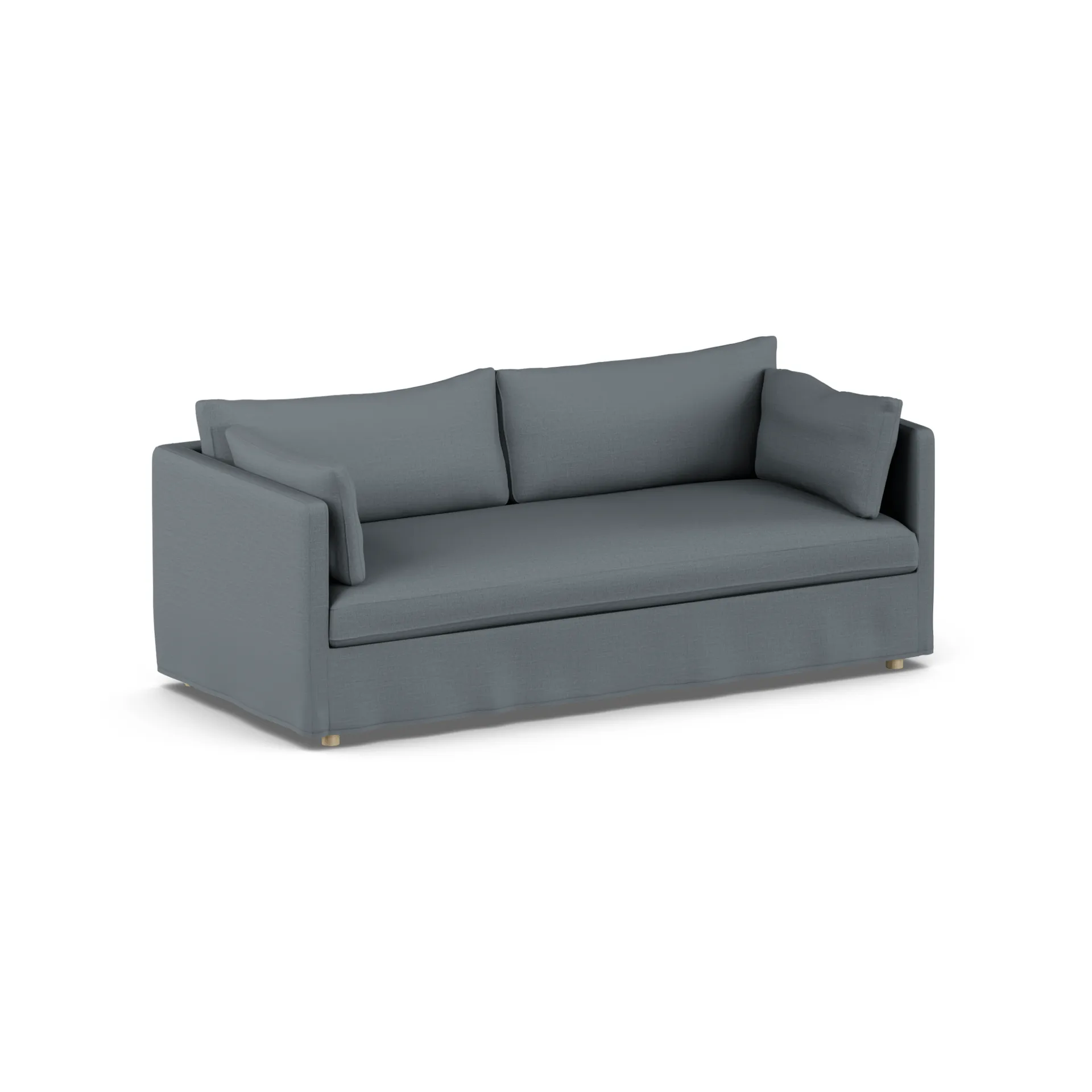 Linnevik sofa, Same Blue 6678-white-oiled oak, 3-seater, with skirt 1898