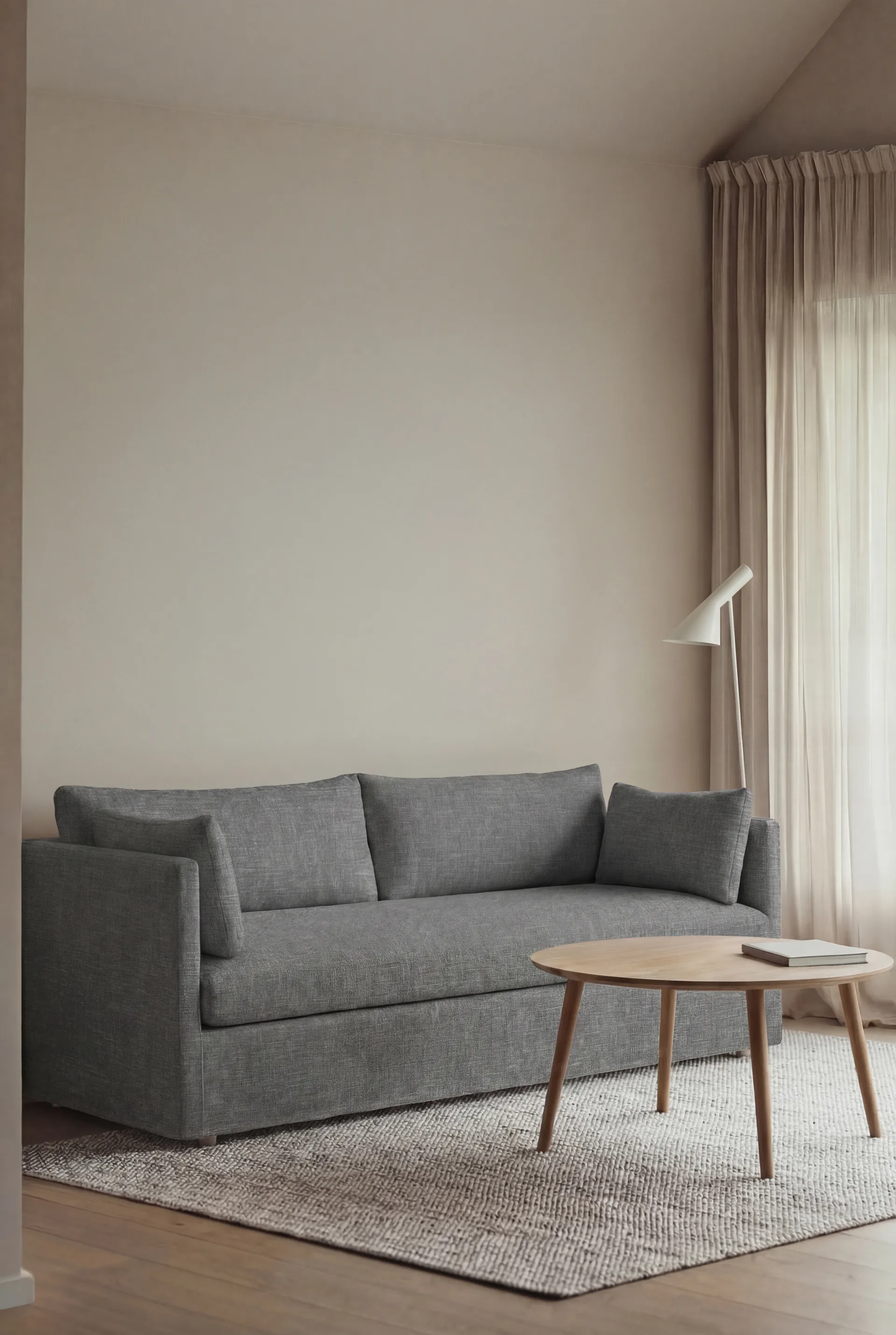 Linnevik sofa, Same Blue 6678-white-oiled oak, 3-seater, with skirt 1898