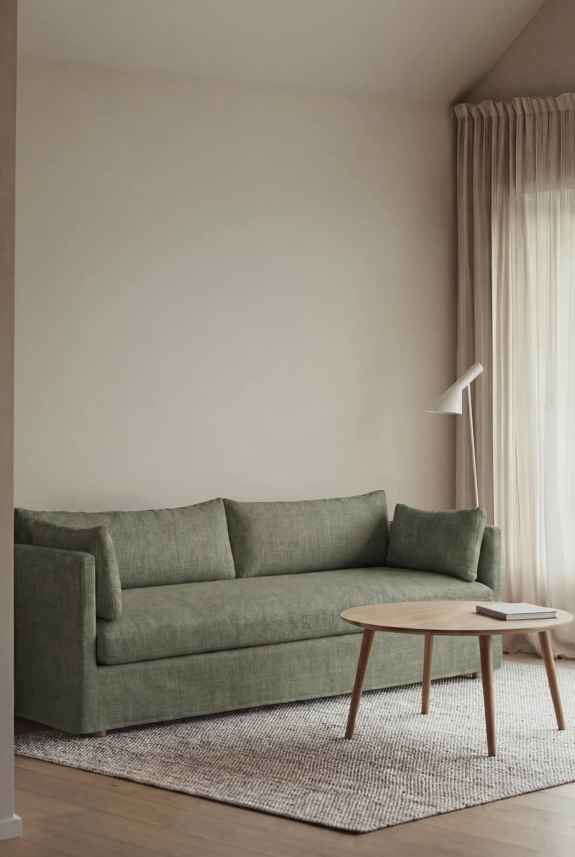 Linnevik sofa, Same Forest 6677-white-oiled oak, 4-seater, with skirt 1898
