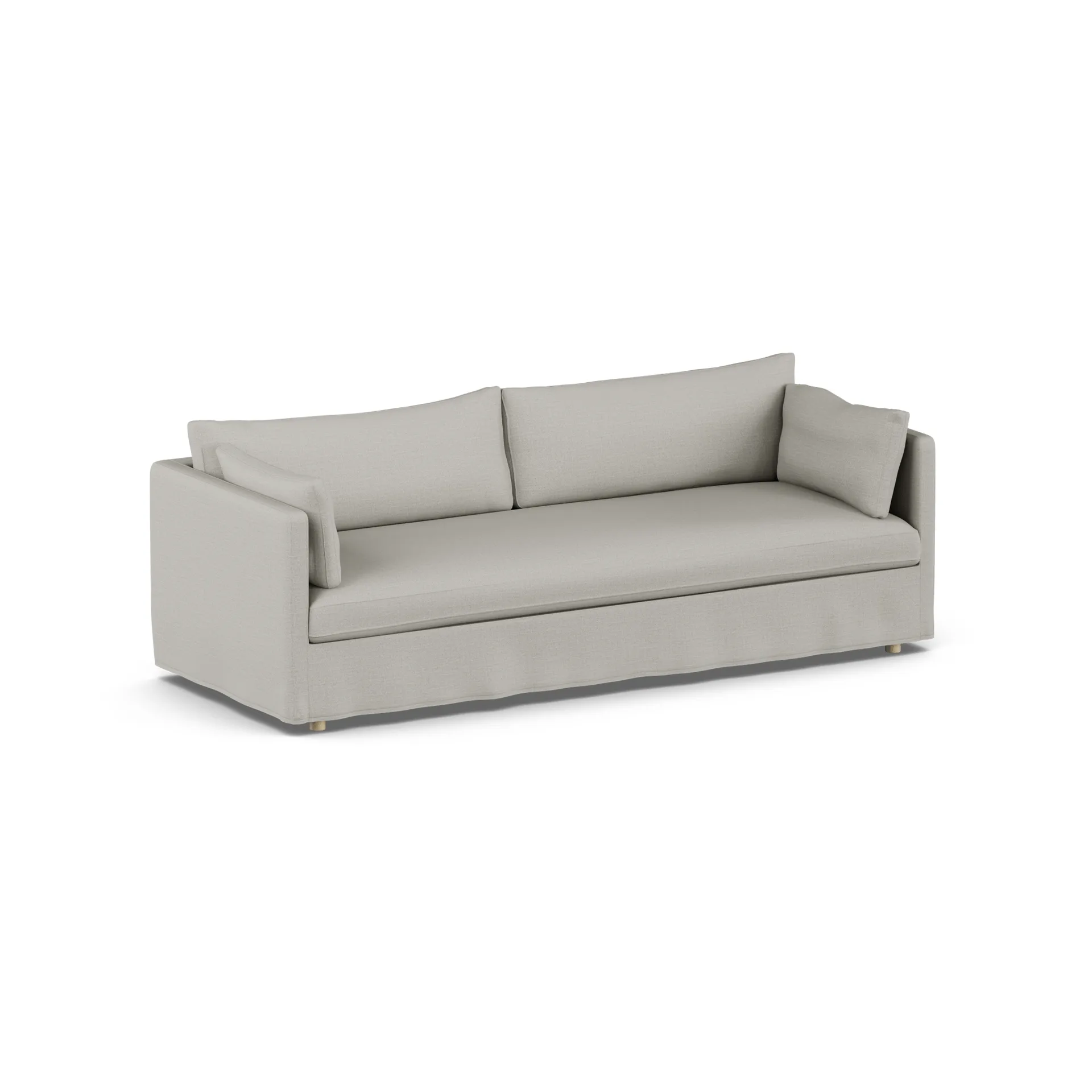 Linnevik sofa, Same Grey 6673-white-oiled oak, 4-seater, with skirt 1898