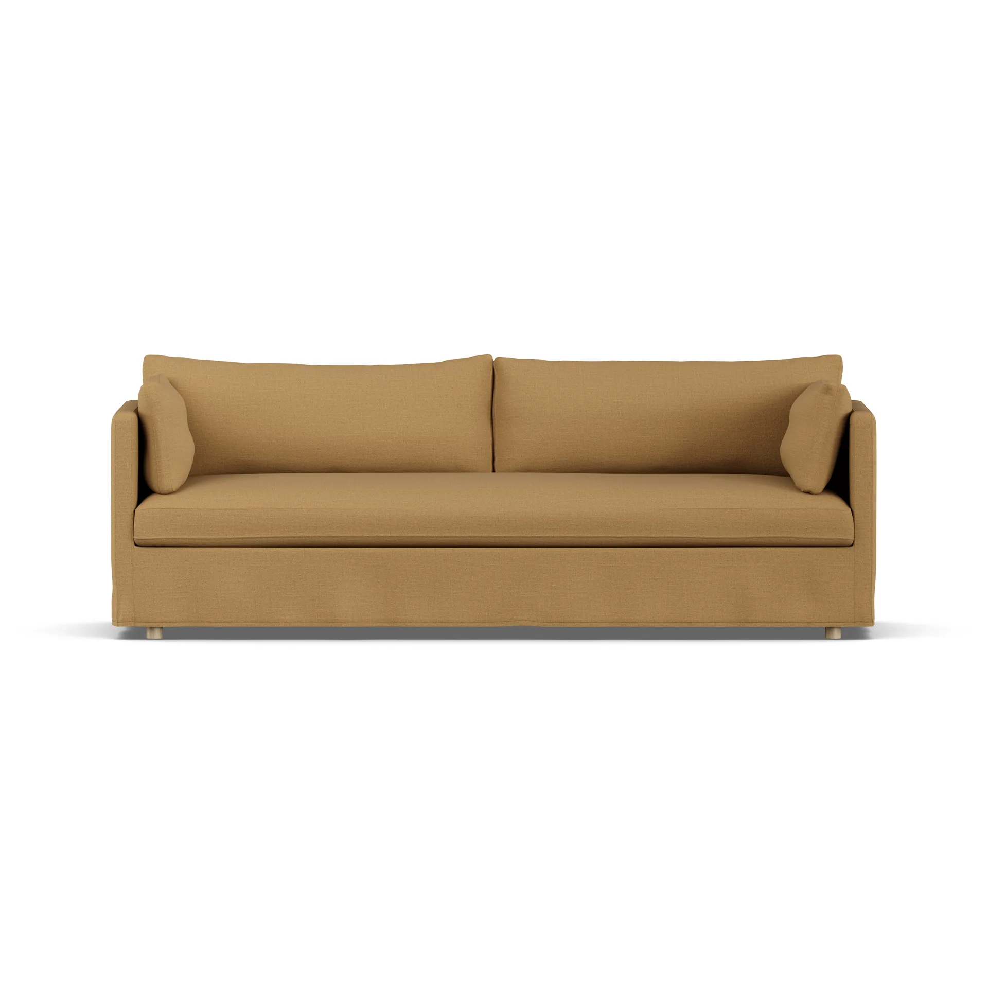 Linnevik sofa, Same Ochre 6676-white-oiled oak, 4-seater, with skirt 1898