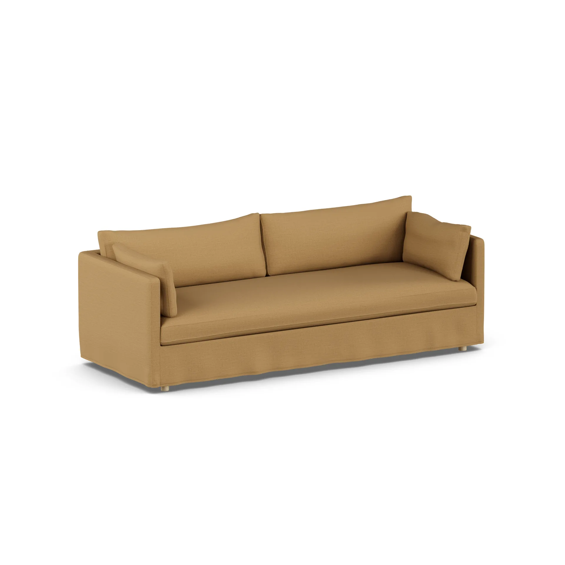 Linnevik sofa, Same Ochre 6676-white-oiled oak, 4-seater, with skirt 1898
