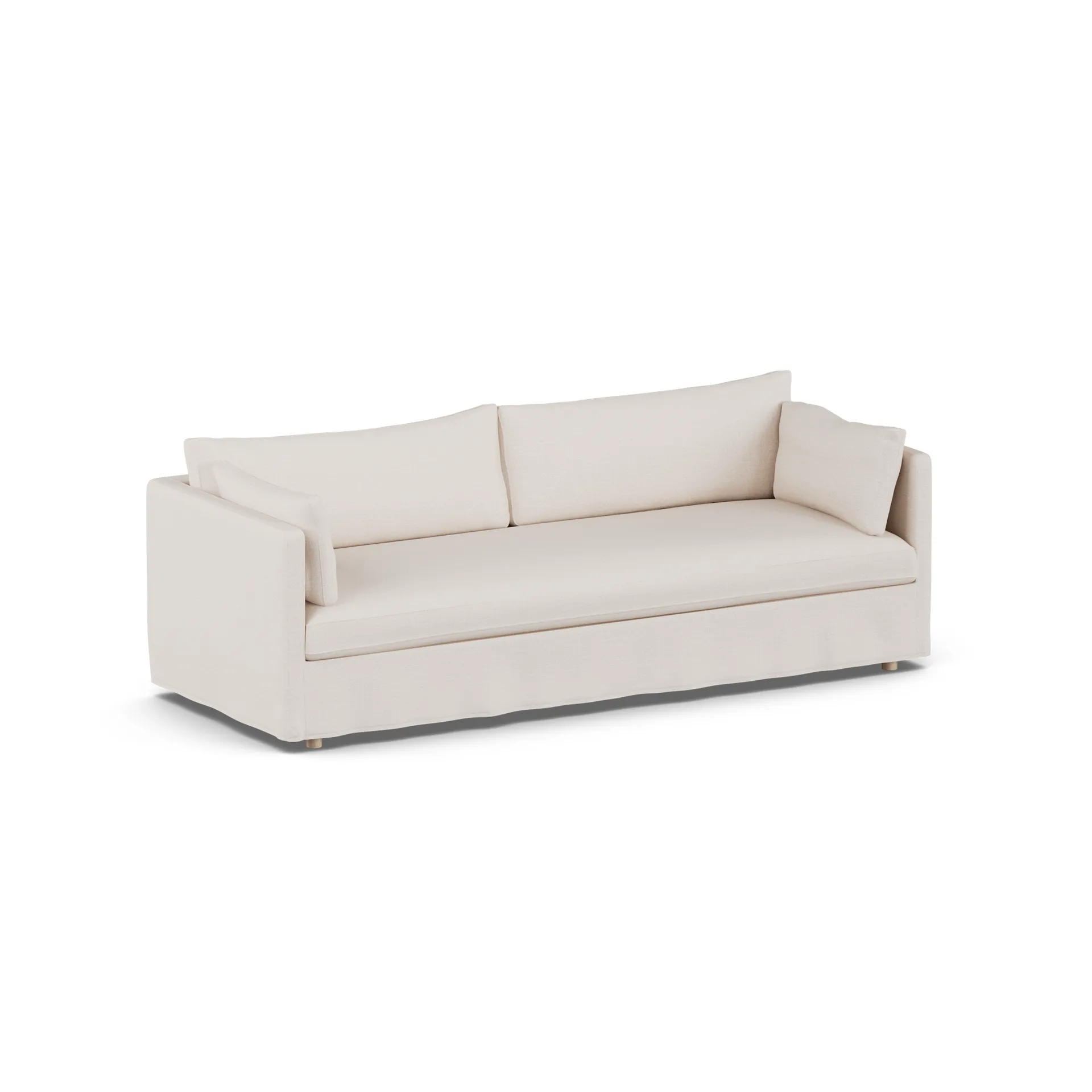 Linnevik sofa, Same Off White 6671-white-oiled oak, 4-seater, with skirt 1898