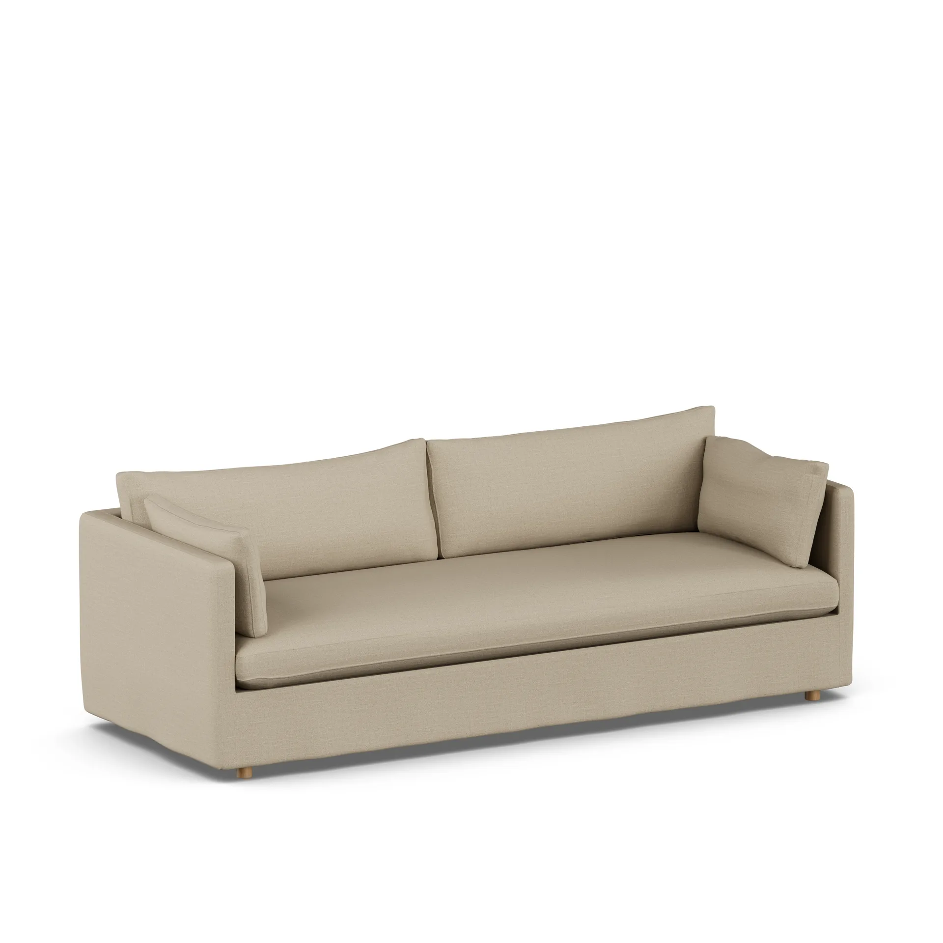 Linnevik sofa, Same Sand 6672-white-oiled oak, 4-seater, with skirt 1898
