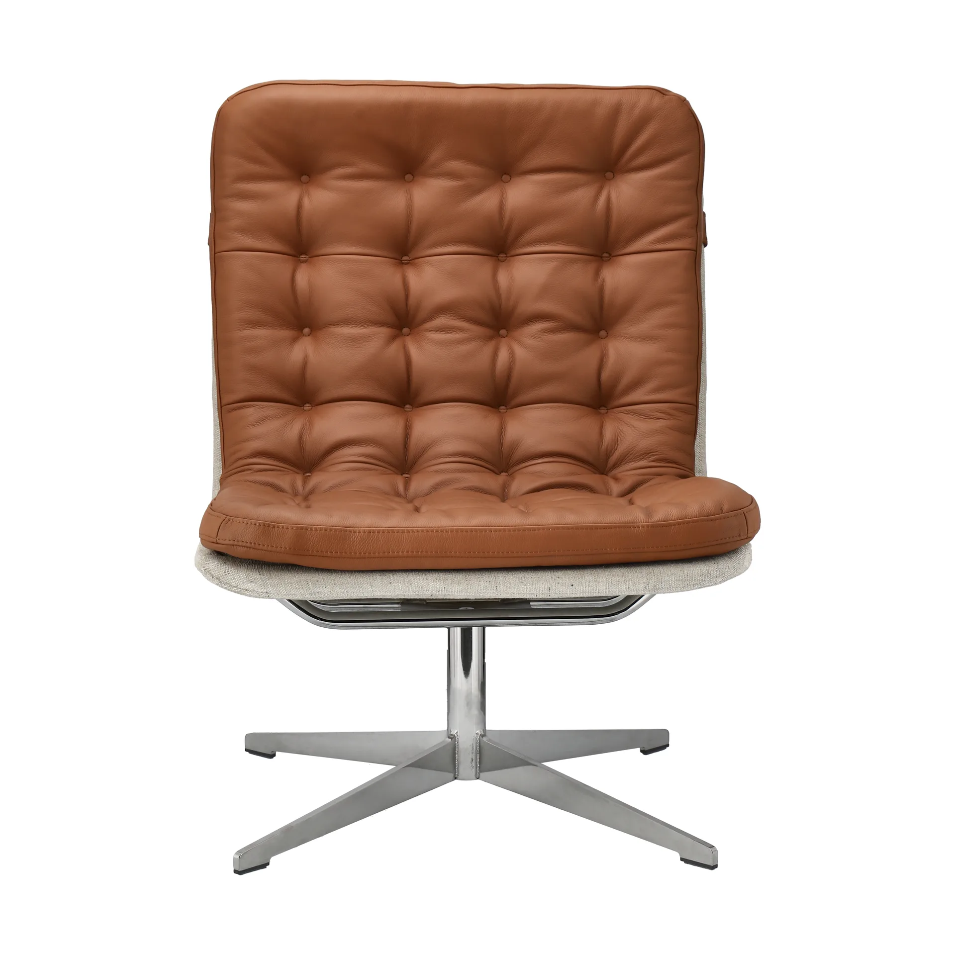 Loholm armchair with swivel function, Cognac leather-Bern Beige 0341 1898