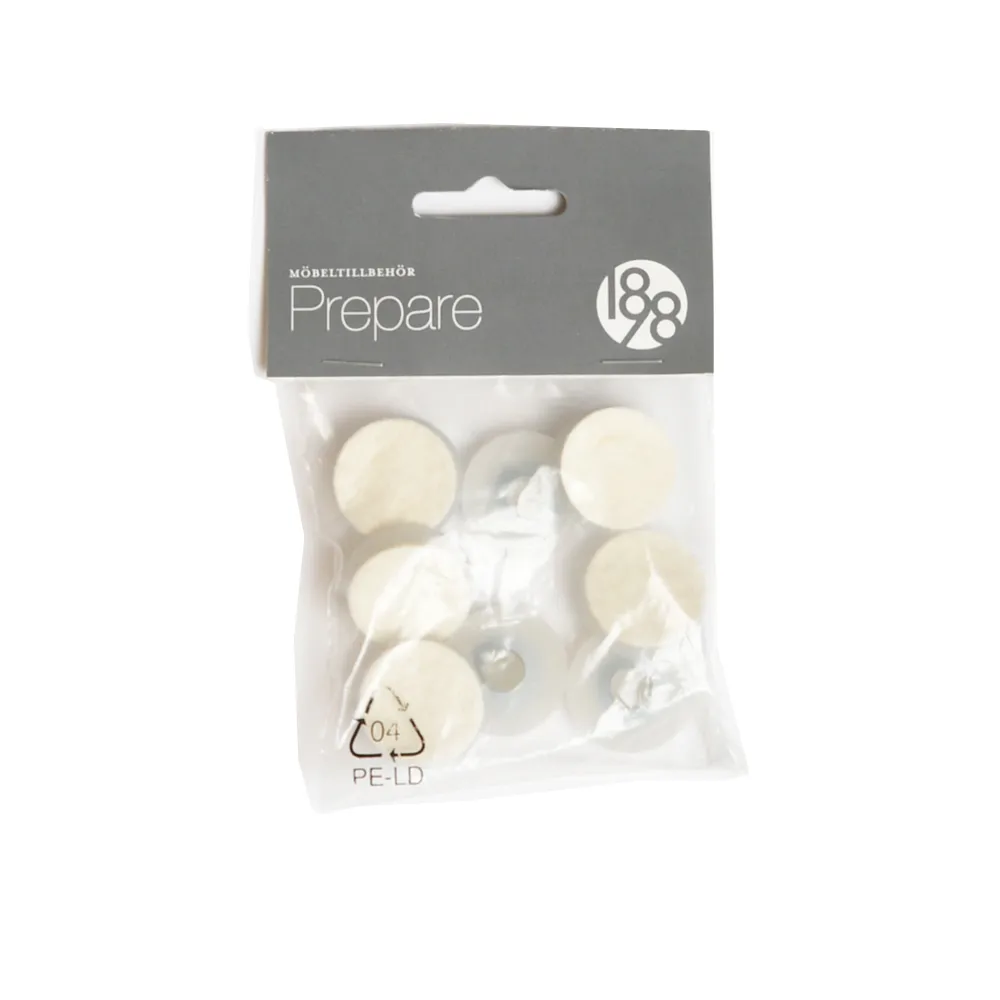 Prepare floor protectors, White, 26mm plastic felt tube rivet, 8 pcs 1898