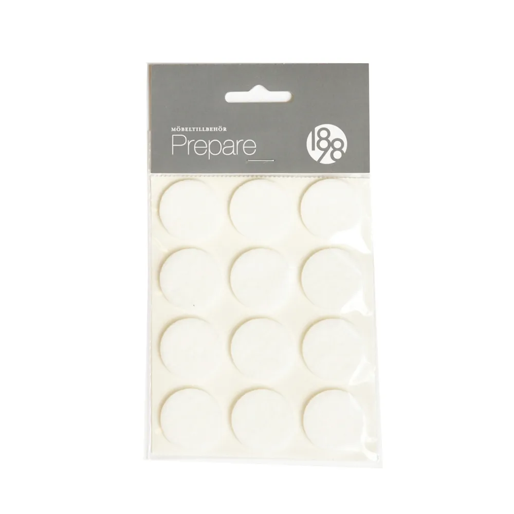 Prepare furniture floor protectors, White, self-adhesive felt, ø28 mm, 12 pcs 1898