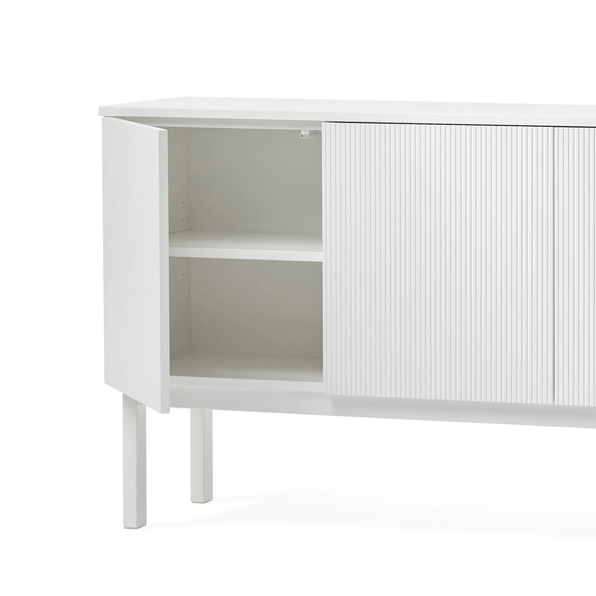 Beam side table, White lacquer, base in white oiled oak A2