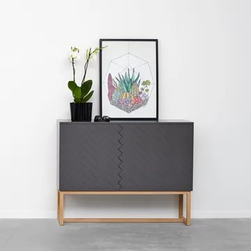 Story Side table - Midnight blue, white oiled oak stand - A2