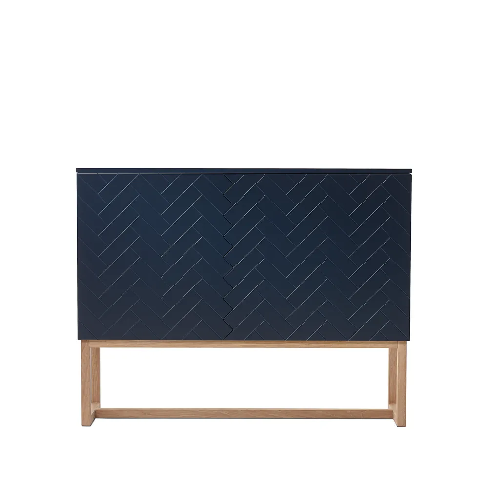 Story Side table, Midnight blue, white oiled oak stand A2
