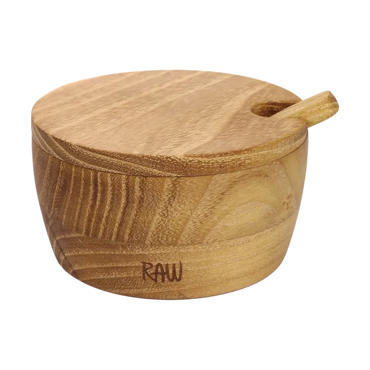 Raw salt bowl incl. spoon and lid - Teak - Aida