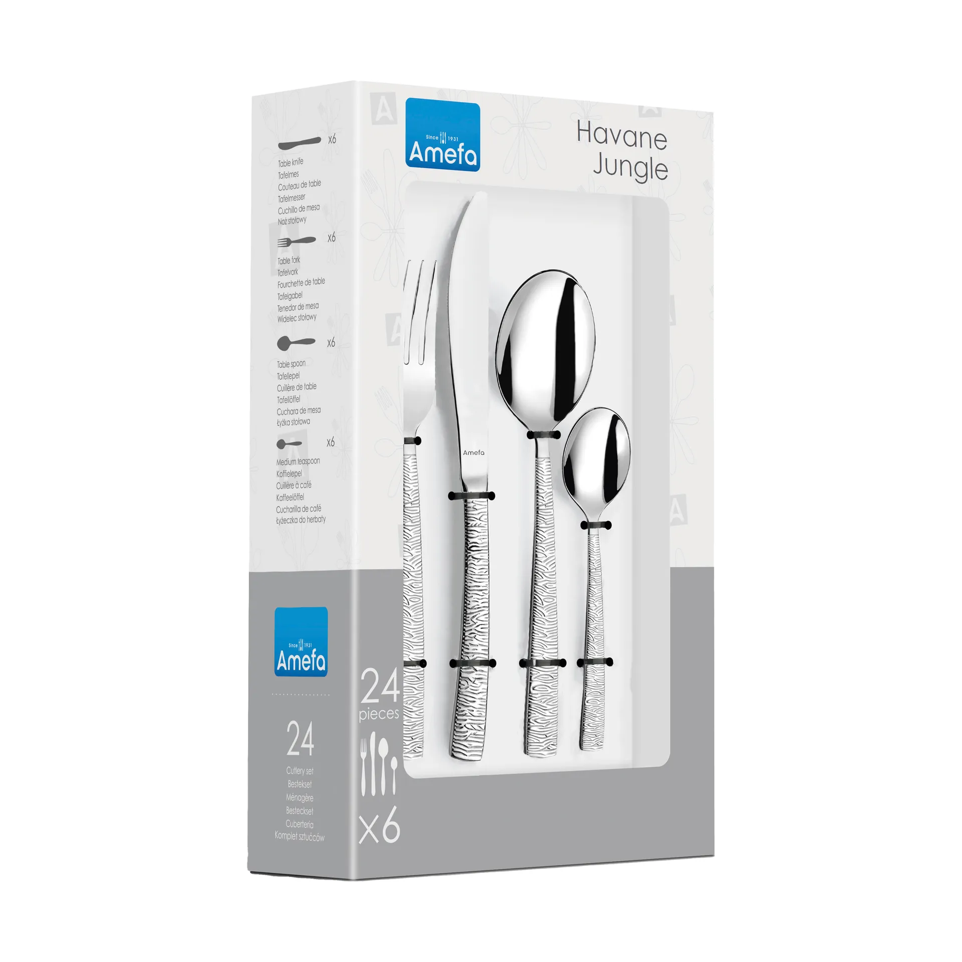 Havanne Jungle cutlery set 24 pieces, Stainless steel Amefa