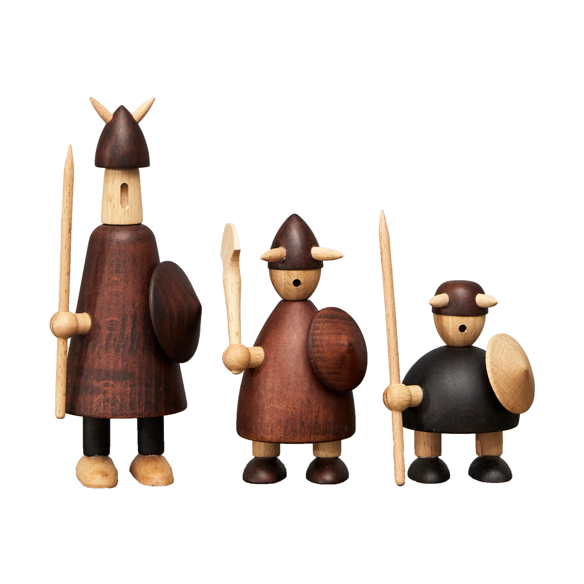 The vikings of Denmark wooden figure 3 pieces, Stained beech Andersen Furniture
