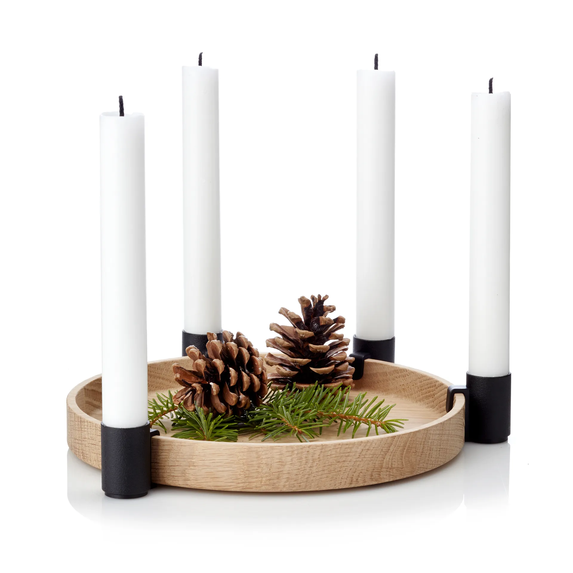 Luna advent candle holder, oak-black Applicata