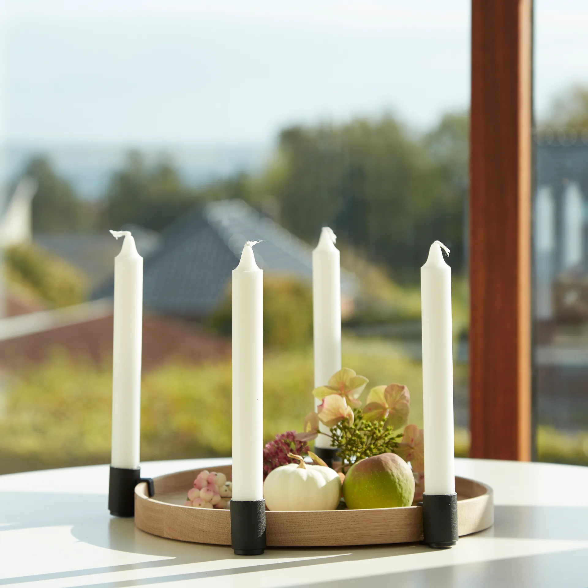 Luna advent candle holder, oak-black Applicata