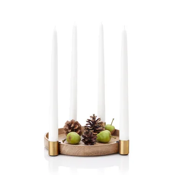 Luna advent candle holder - oak-brass - Applicata