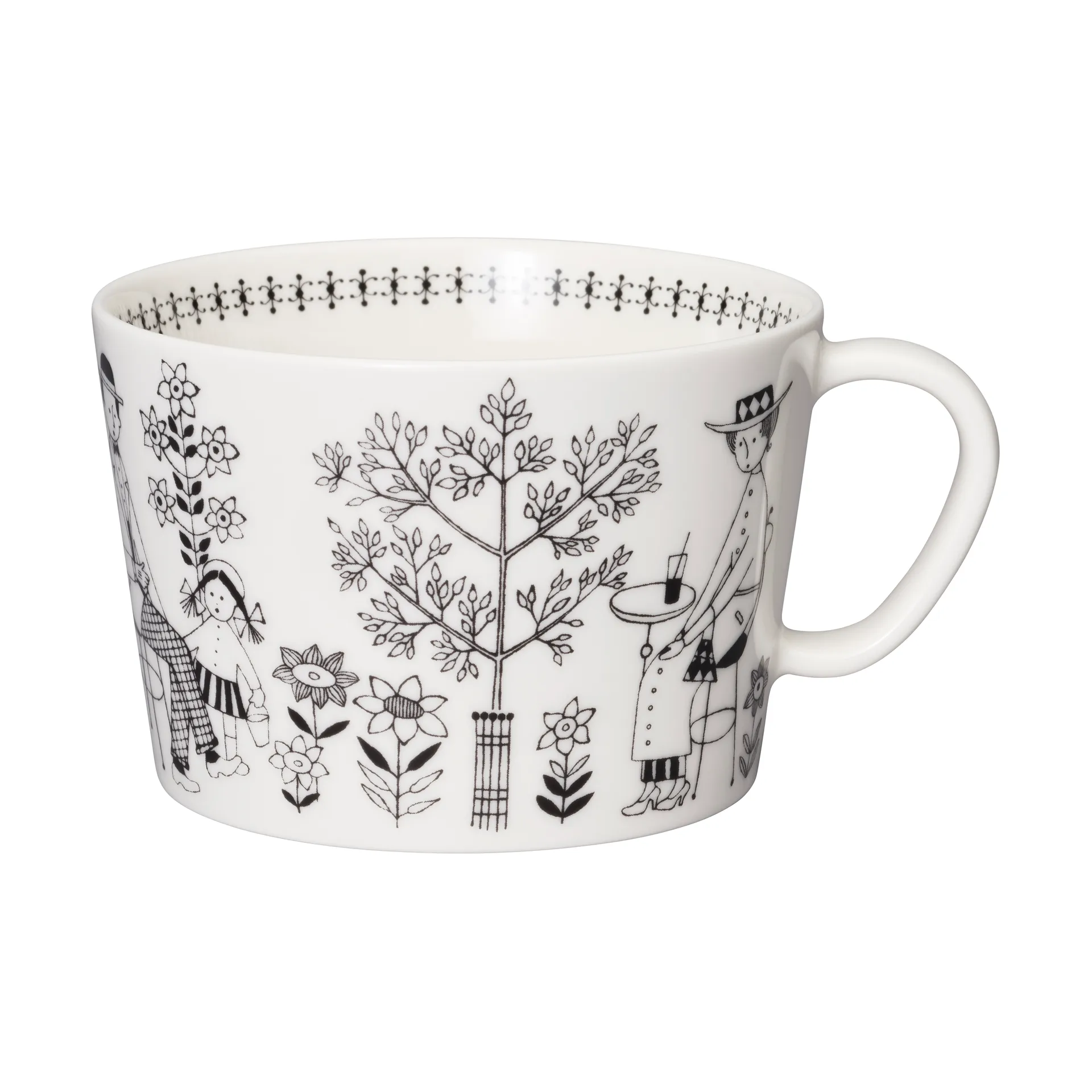 Emilia cup 40 cl, Black-white Arabia