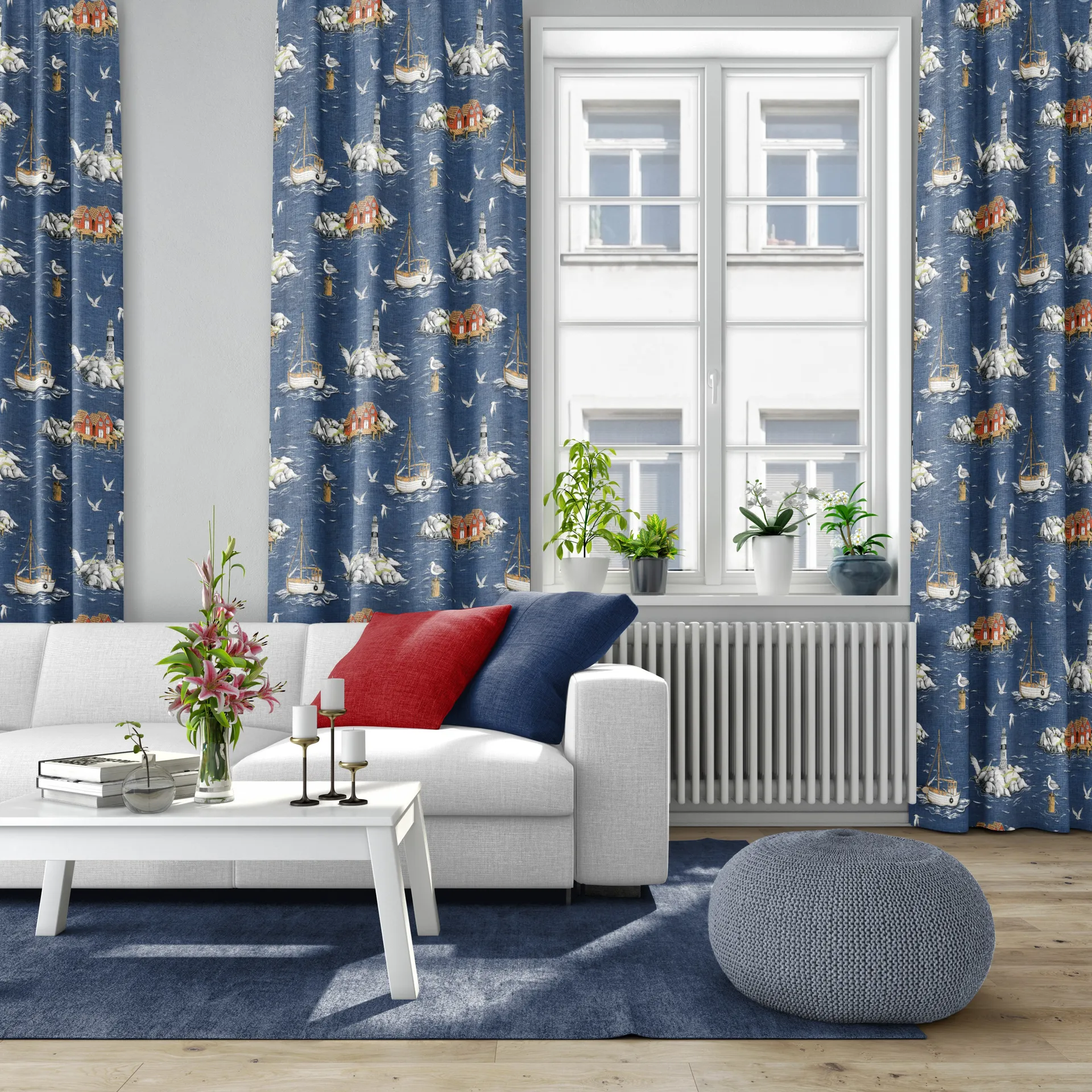 Fiskeskär fabric, Blue Arvidssons Textil