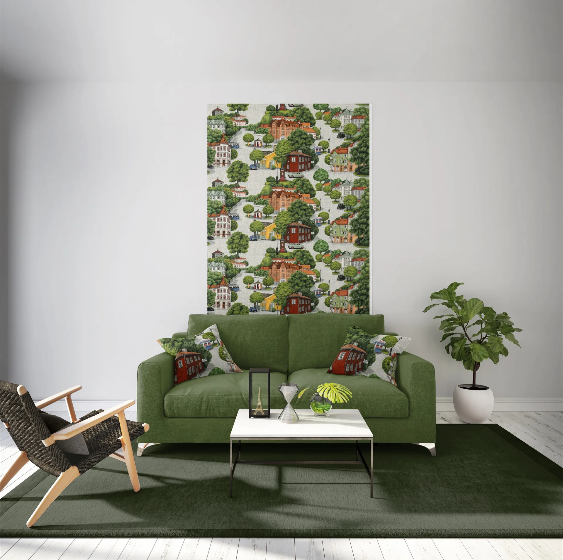Sommarstad fabric, Green Arvidssons Textil