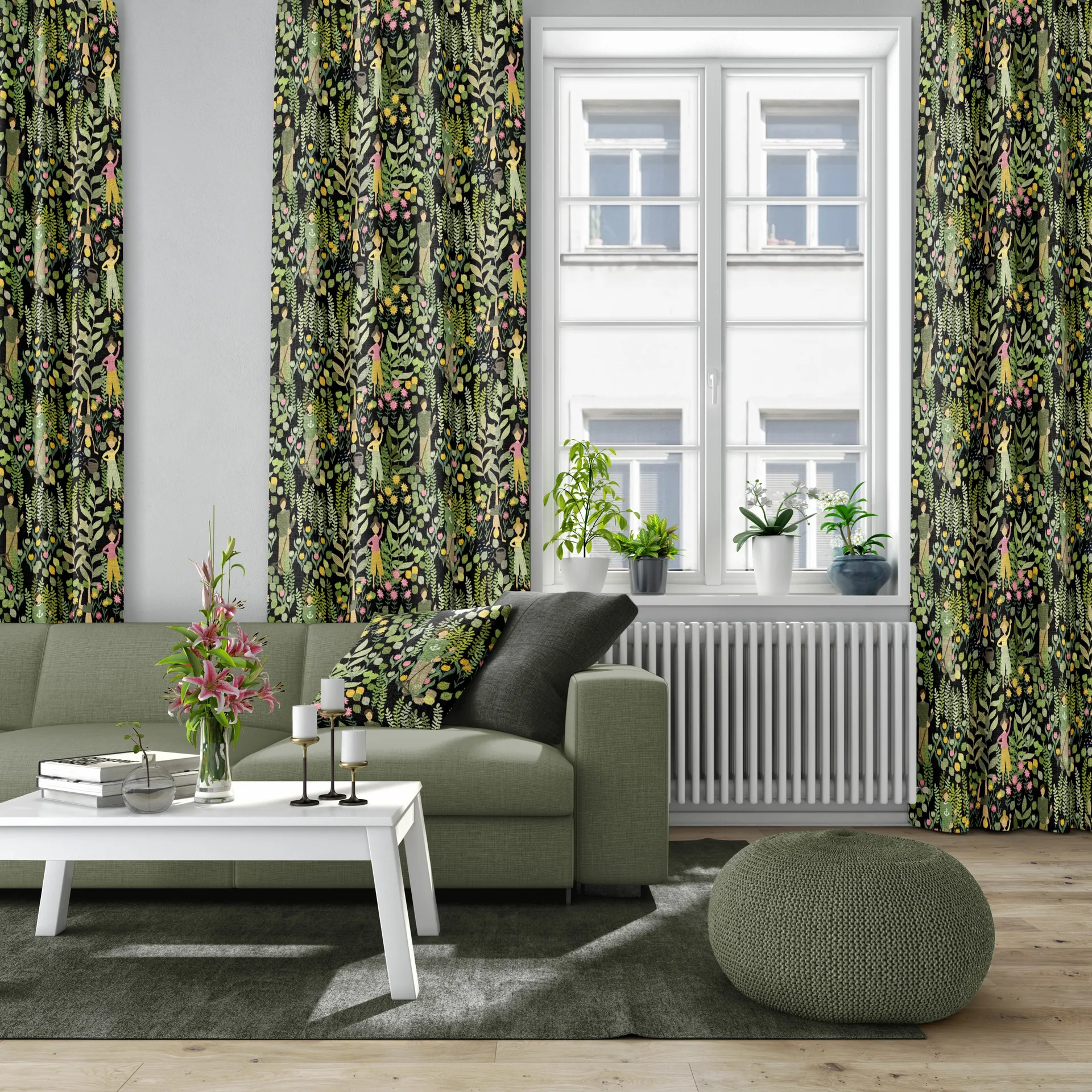 Trädgård cushion cover 47x47 cm, Black-green Arvidssons Textil