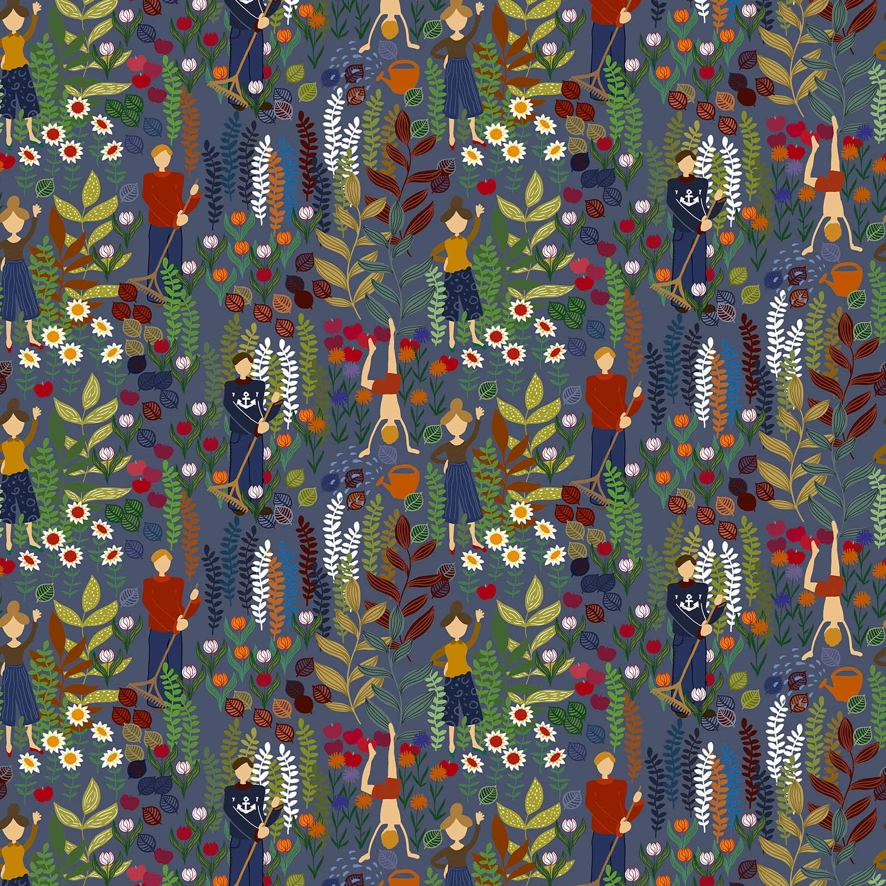 Trädgård fabric, blue Arvidssons Textil