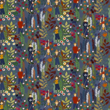 Trädgård fabric - blue - Arvidssons Textil