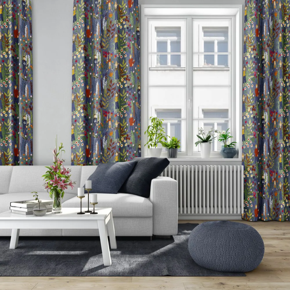 Trädgård fabric, blue Arvidssons Textil
