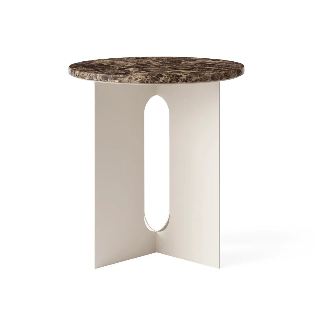 Androgyne side table, Emperador marble-ivory steel, Ø42 cm Audo Copenhagen