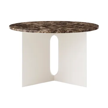 Androgyne side table - Emperador marble-ivory steel, Ø65 cm - Audo Copenhagen