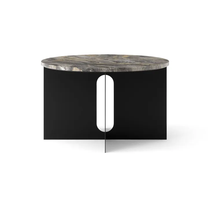 Androgyne side table - Grey Galaxy marble-black steel, Ø65 cm - Audo Copenhagen